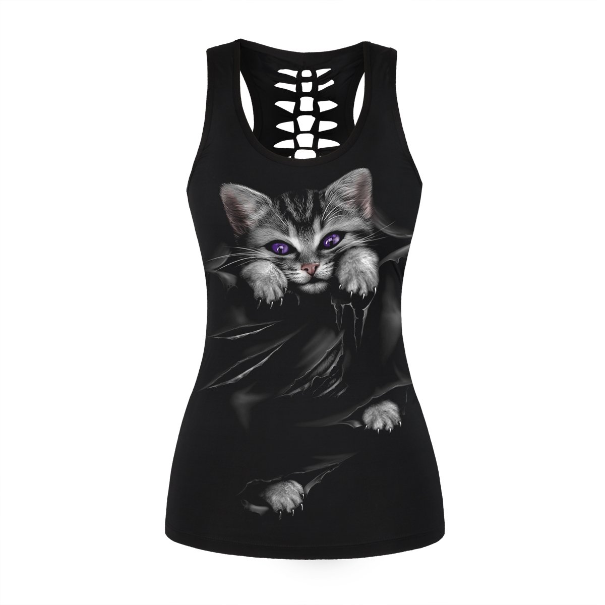 Stylish Uyee Women's Skull Print Gothic Yoga Tank Top - Sleeveless Workout Shirt for Fitness, Gym & Casual Wear