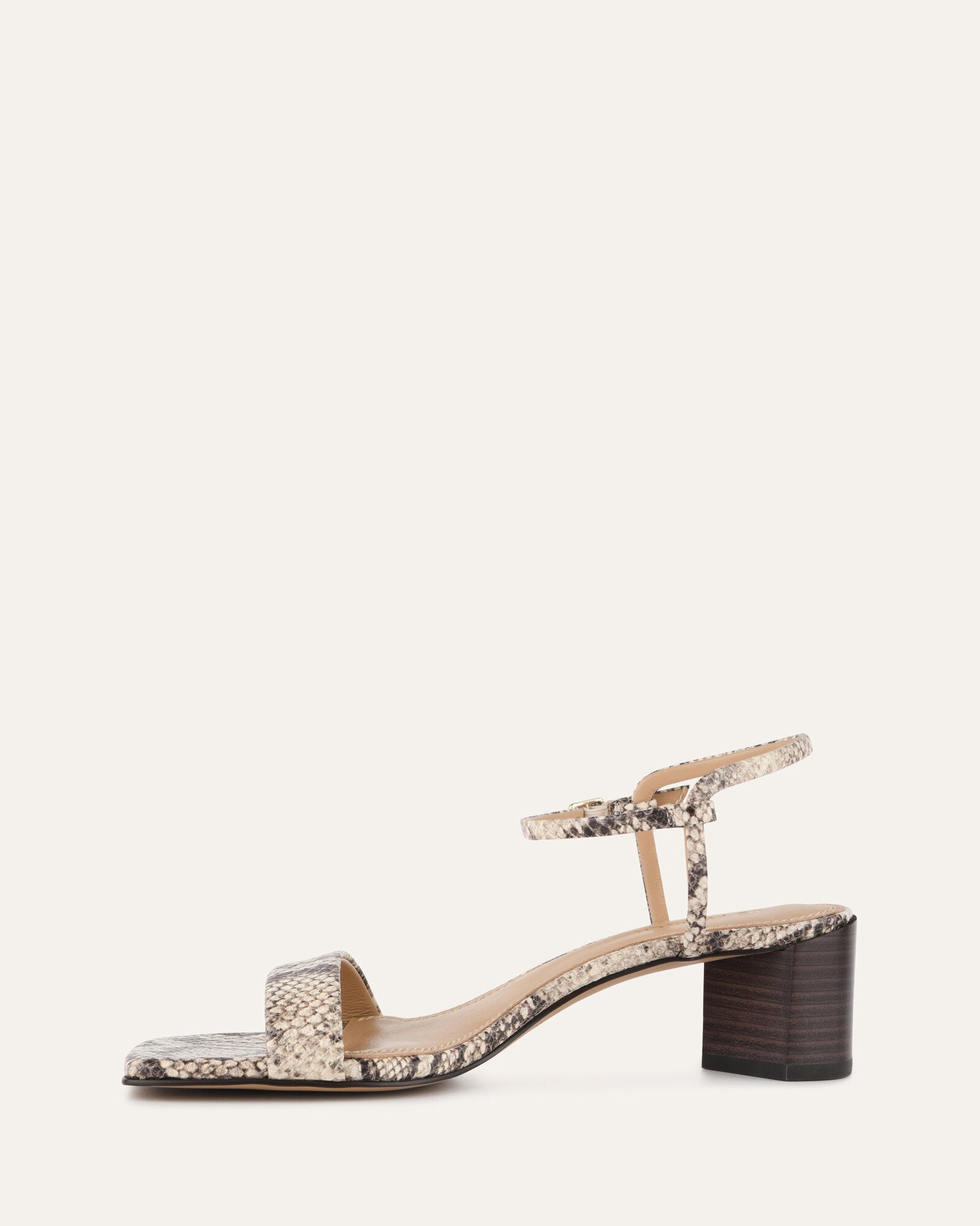 HELEN Mid-Heel Sandals - Natural Snake Print Leather Women's Shoes for Summer, Beach & Casual Outfits