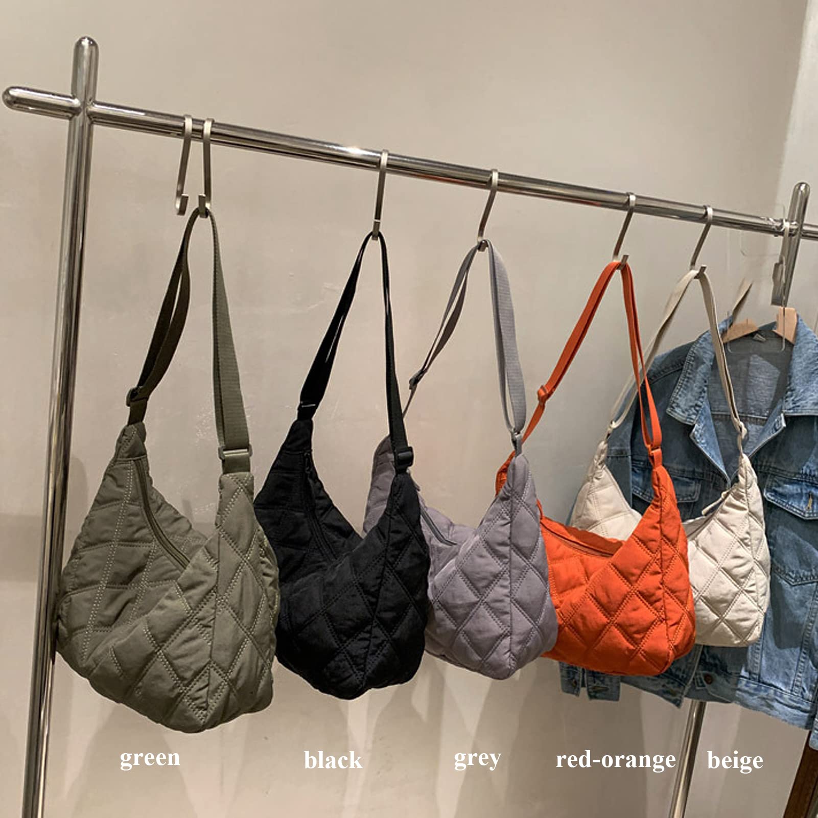 UERRUAM Women's Quilted Puffer Tote Bag - Waterproof Nylon Crossbody Shoulder Bag with Zipper | Perfect for Work, Travel & Daily Use