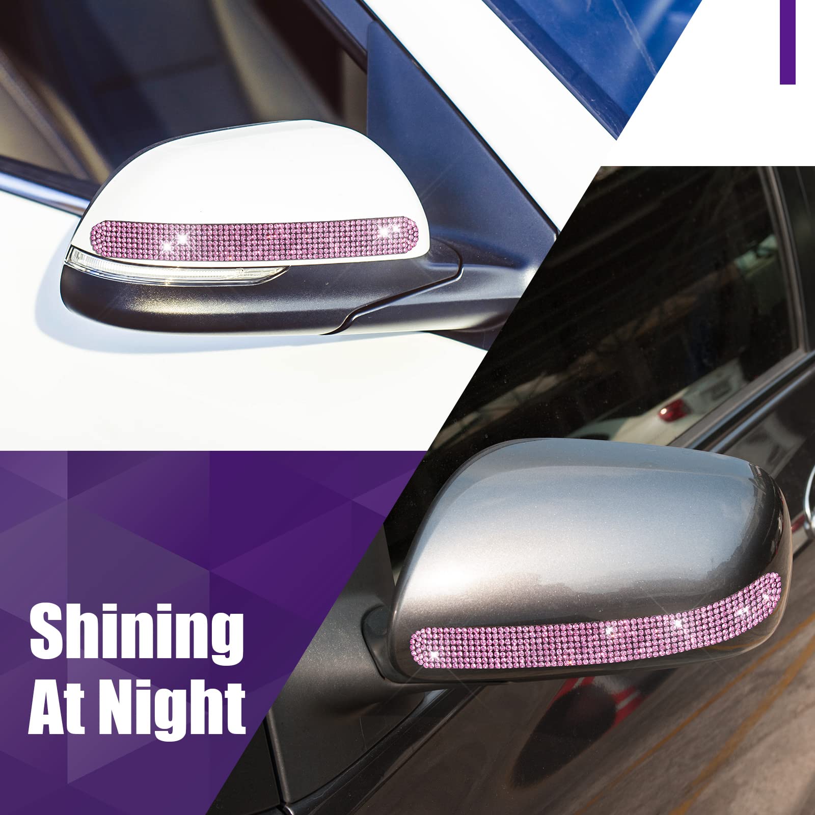 Frienda 10-Piece Rhinestone Car Accessories Set - Bling Door Handle Protectors & Bowl Covers for Women (Pink) | Stylish Car Decor & Scratch Protection for Daily Commute & Road Trips
