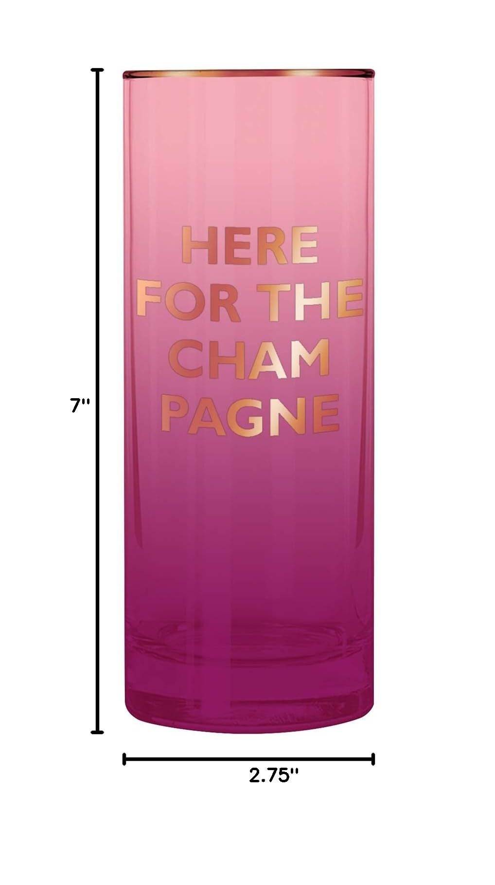 Creative Brands Slant Collections 17-Ounce Tom Collins Cocktail Glass in Gold/Magenta - Elegant Champagne Cocktail Glass for Parties, Weddings & Home Bar Decor