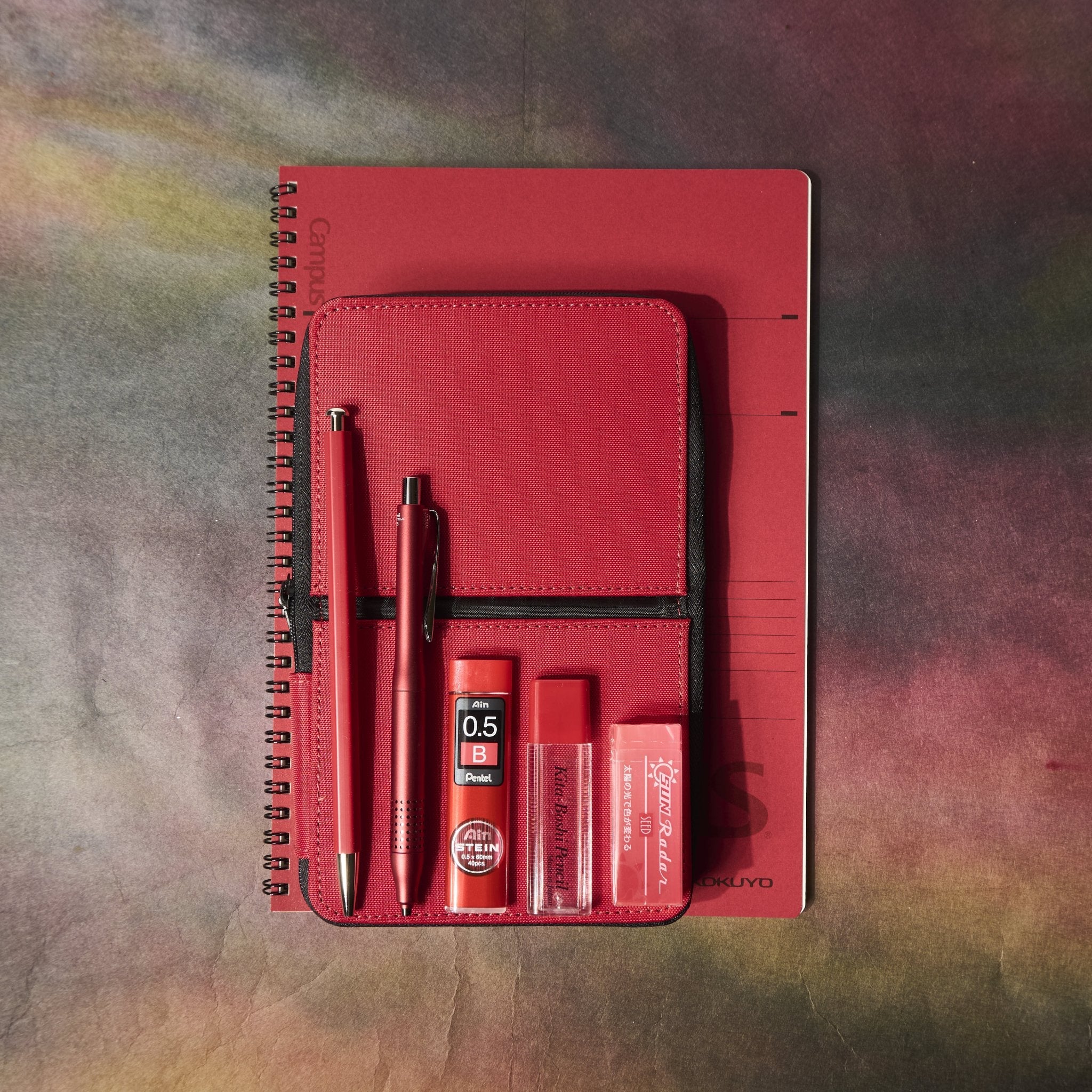 Premium Red Stationery Set - 50-Piece Writing & Office Supplies Kit for School, Work & Home - Includes Pens, Pencils, Notepads & More