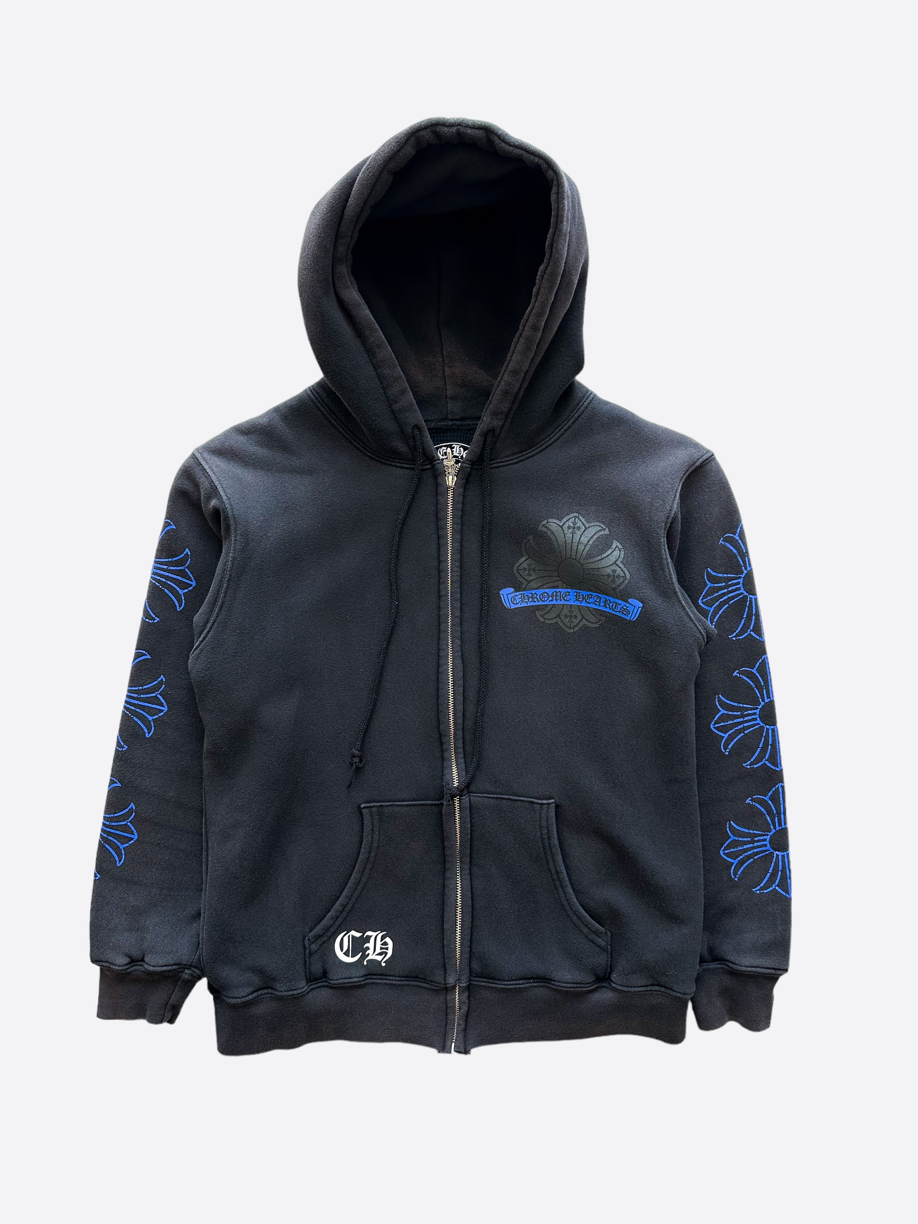 Chrome Hearts Black & Blue Horseshoe Logo Hoodie for Men & Women - Stylish Streetwear Pullover for Casual Outfits & Urban Fashion