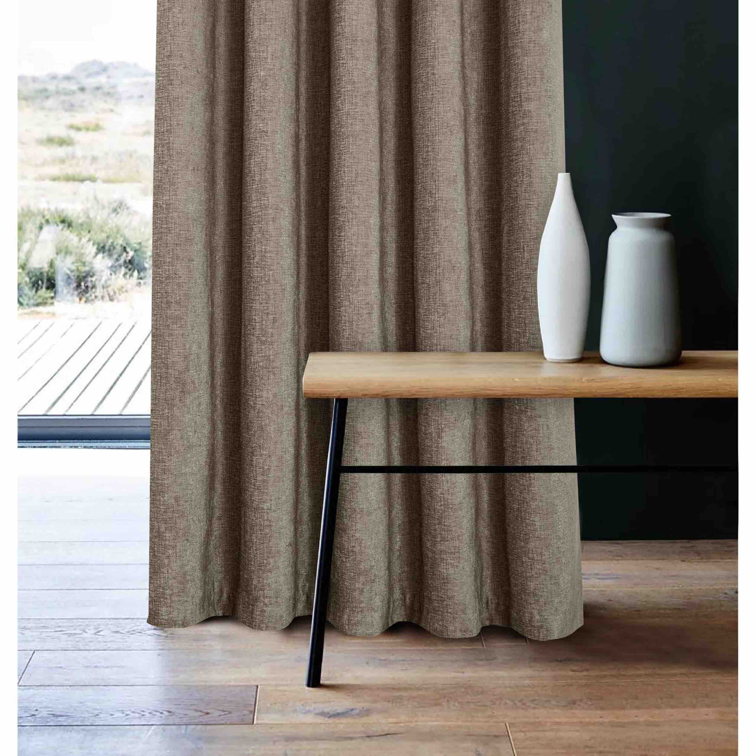 Sundour Amberley Eyelet Curtains - Earth Tone Blackout Drapes for Living Room & Bedroom - Thermal Insulated Window Treatments for Home Decor