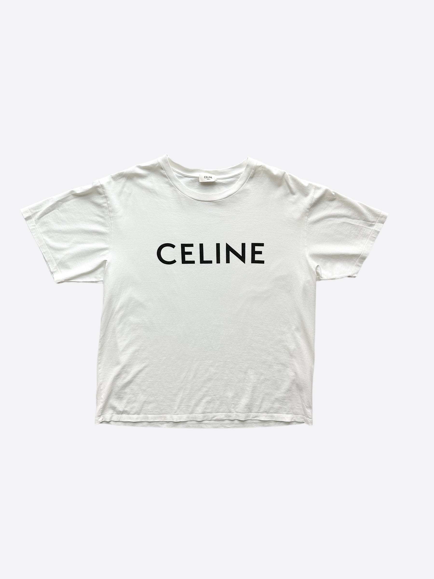 Celine White & Black Logo T-Shirt for Women | Stylish Casual Cotton Tee | Perfect for Everyday Wear & Street Fashion