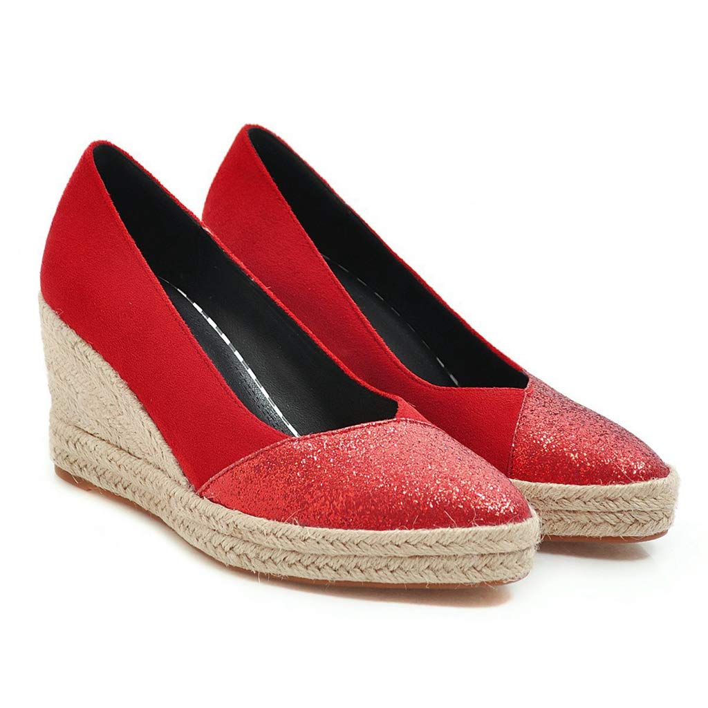 MIOKE Women's Espadrilles Wedge Pumps - Pointed Toe Platform High Heel Slip-On Casual Sandals for Summer Outfits, Beach Vacations & Date Nights