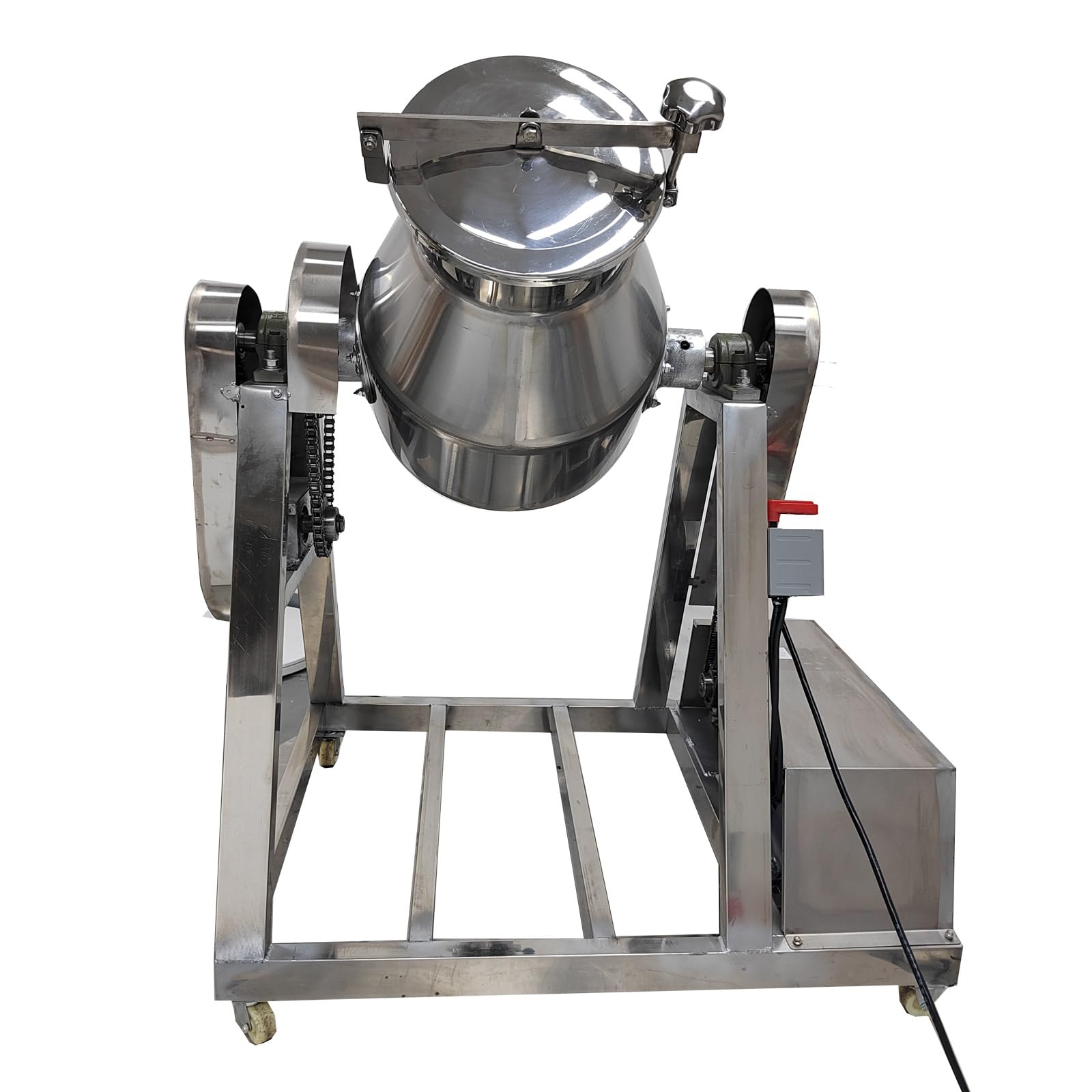 30L 360° Rotating Dry Powder Mixer - Metal Drum Particle Blender for Feed Granules & Metallurgy Powders | 110V 3KW Electric Mixing Machine | Ideal for Animal Feed Production & Industrial Powder Blending