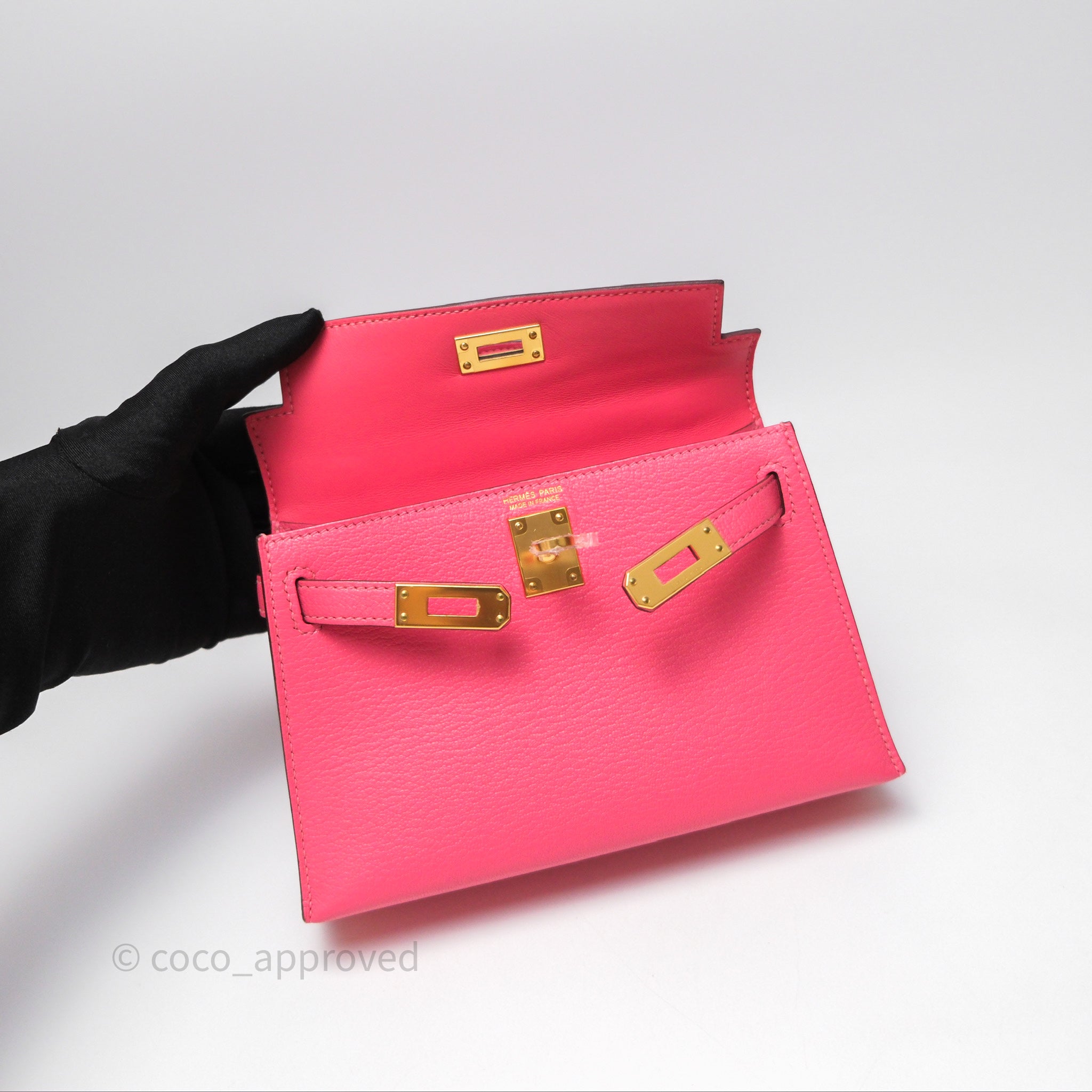 Hermès Mini Kelly II Rose Lipstick U5 Chevre Mysore Gold Hardware Bag - Luxury Crossbody Purse for Women | Perfect for Parties, Weddings & Date Nights