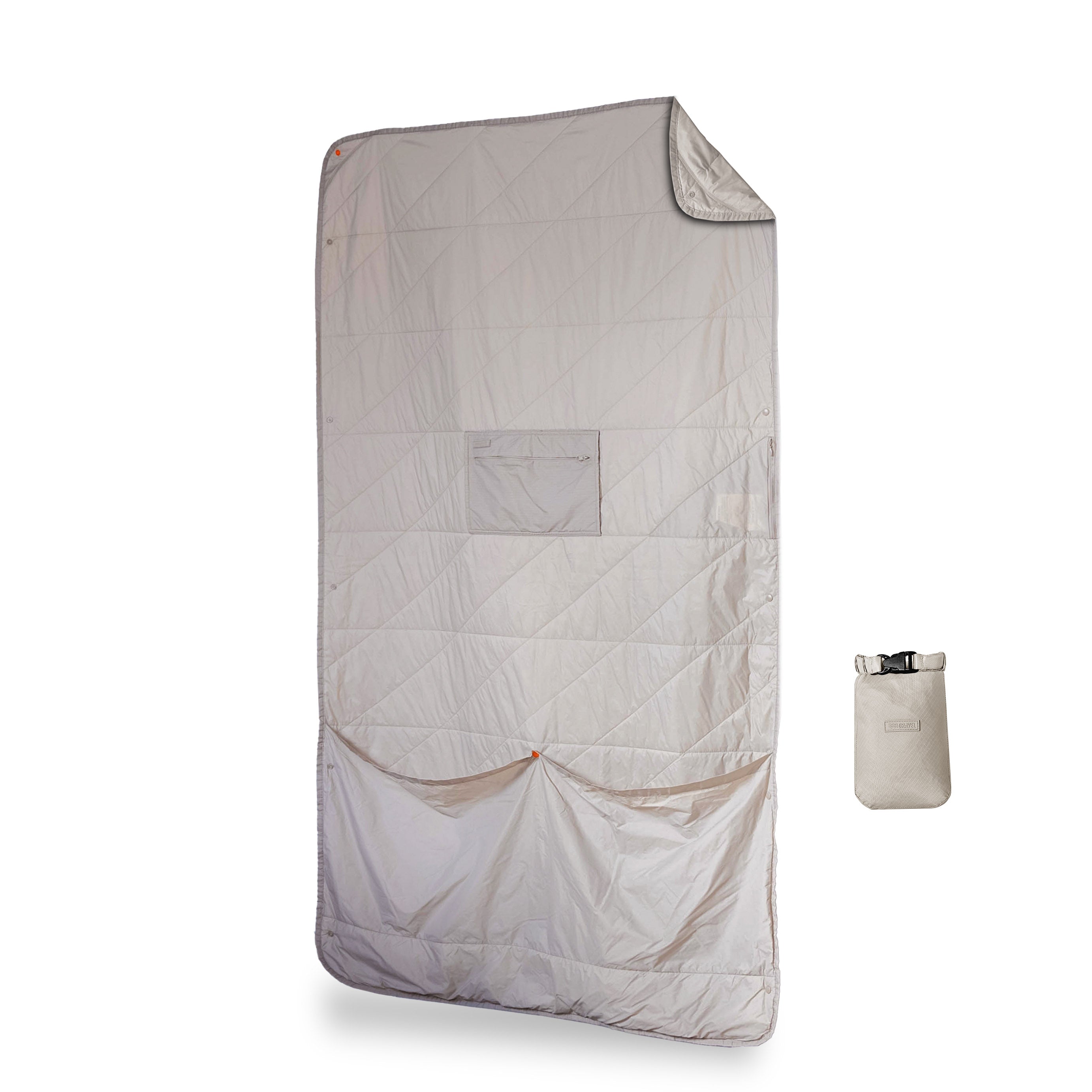 Layover™ Travel Blanket - Ultra Soft Packable & Puffy Blanket for Airplane, Camping & Home Use | Lightweight & Compact | Gray