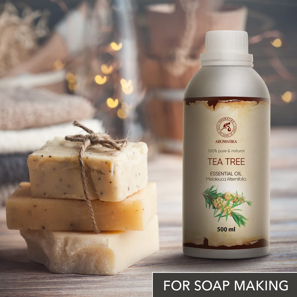 Pure Australian Tea Tree Essential Oil 500ml - Melaleuca Alternifolia for Beauty, Hair & Skin - Use in Shampoo, Diffuser, Sauna & Steam Bath - Natural Aromatherapy for Relaxation & Wellness