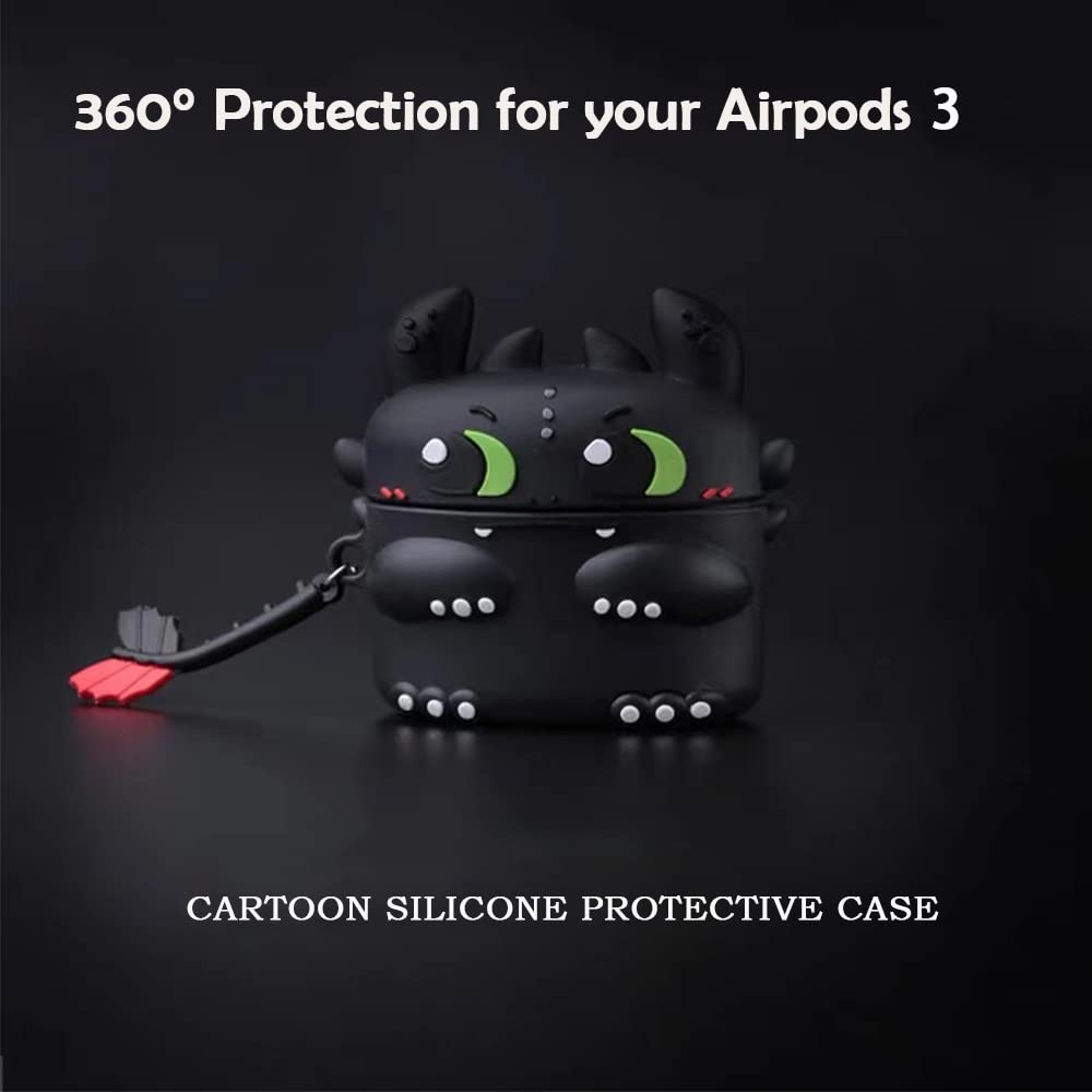 AIYAAIYA 3D Cartoon Cute Night Evil AirPods 3 Case - Silicone Protective Cover with Keychain | Waterproof & Shockproof for AirPods 3rd Generation | Perfect for Travel, Gym & Daily Use