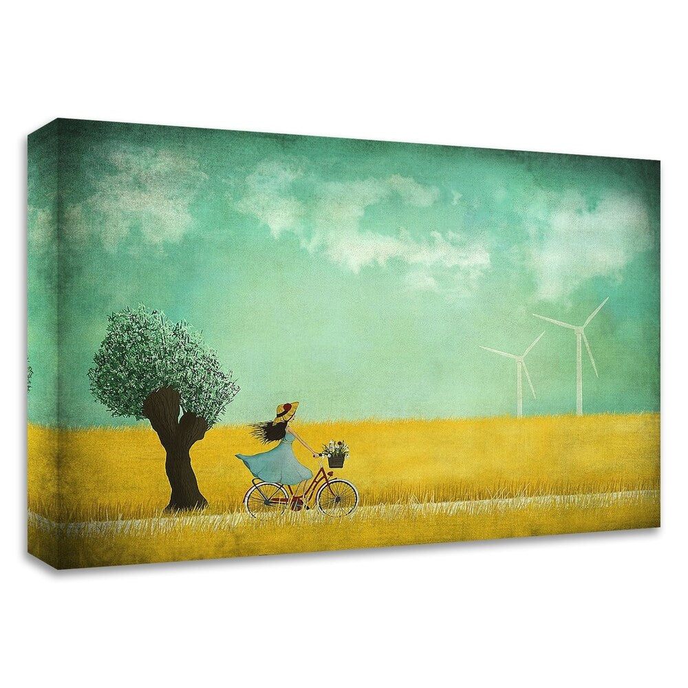 Bike Ride by Maja Lindberg - Premium Canvas Wall Art Print - Framed & Ready to Hang - Perfect for Living Room, Bedroom or Office Decor