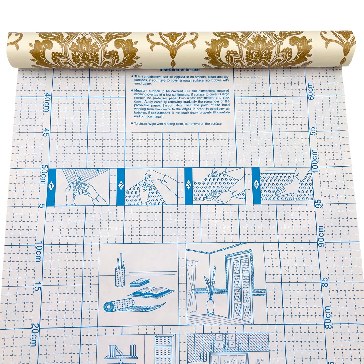 Premium Gold Damask Self-Adhesive Shelf Liner - 17.7