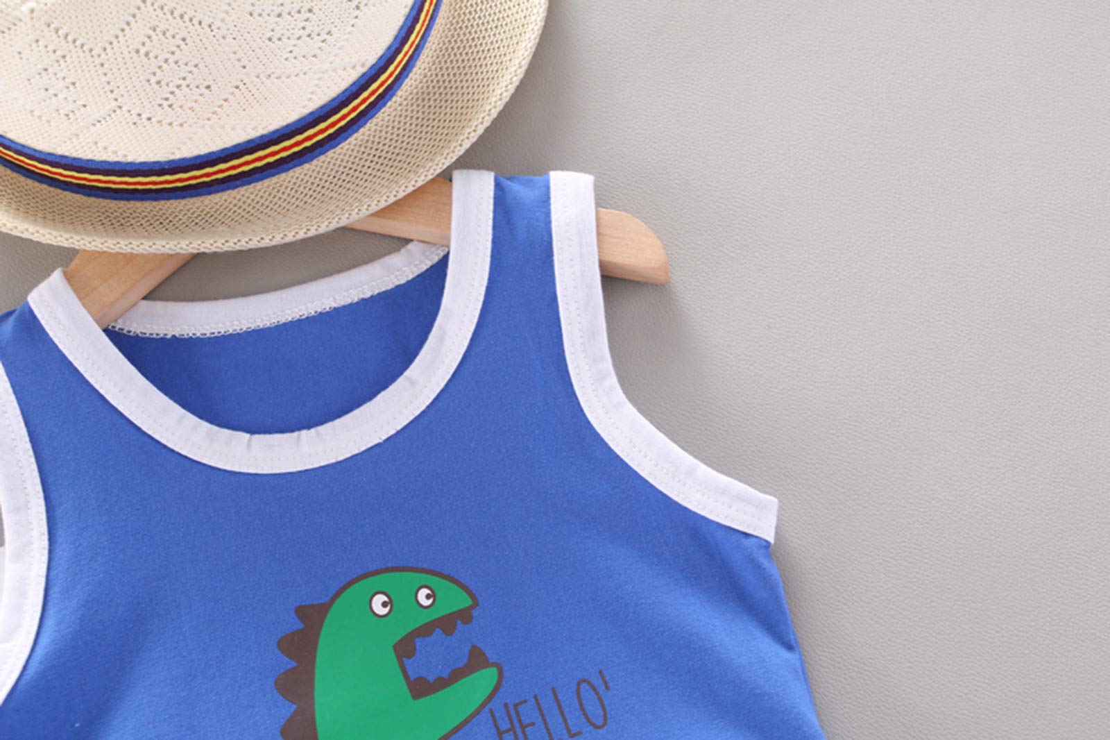 Dinosaur Print Cotton 2PC Summer Outfit Set for Toddler Girls & Boys - Soft Casual Playwear for Daycare, Beach & Outdoor Activities
