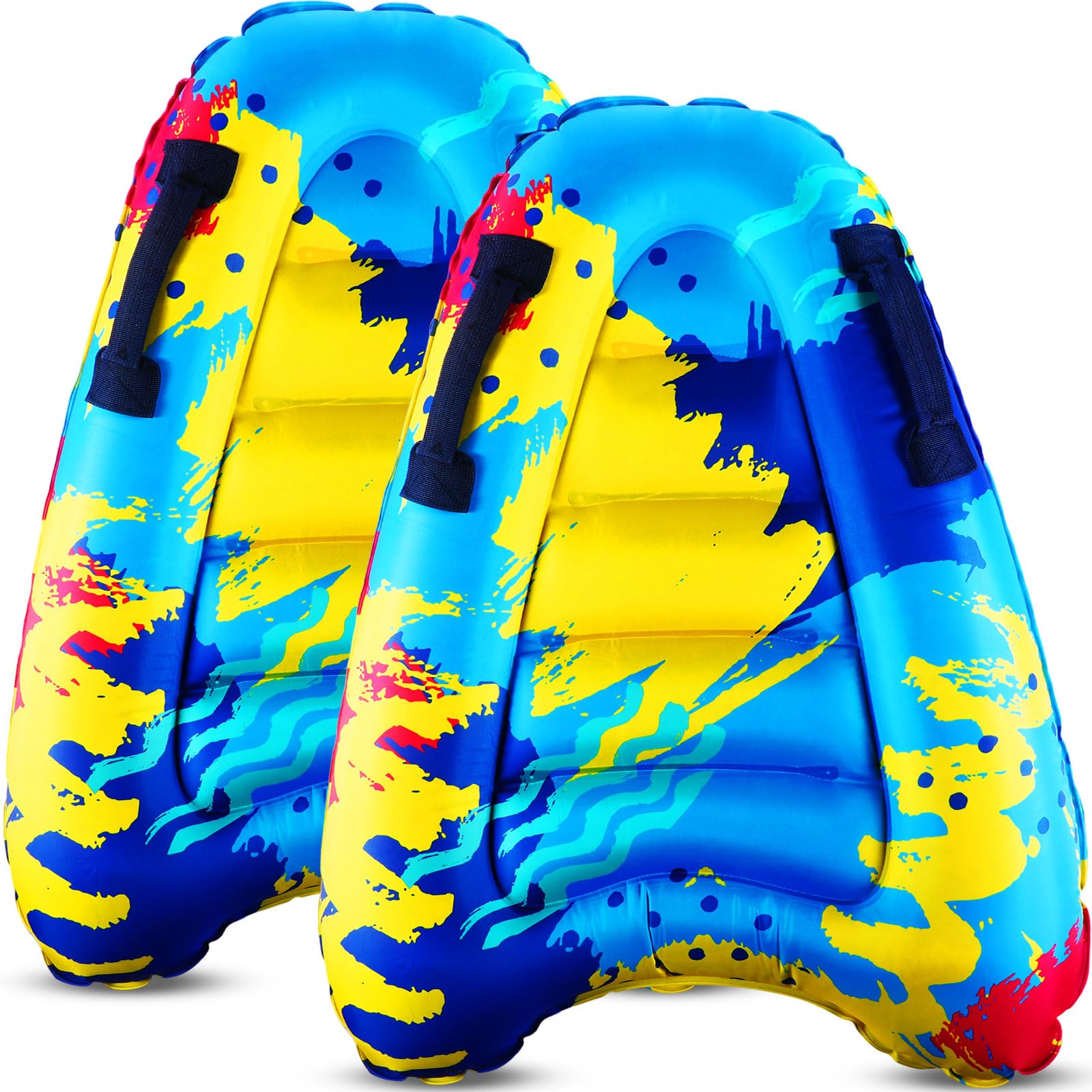 Inflatable Surf Body Board with Handles - Portable Pool & Beach Float for Kids & Adults - Perfect for Water Games, Swimming, Summer Fun at Ocean, Lake, and Backyard Pools