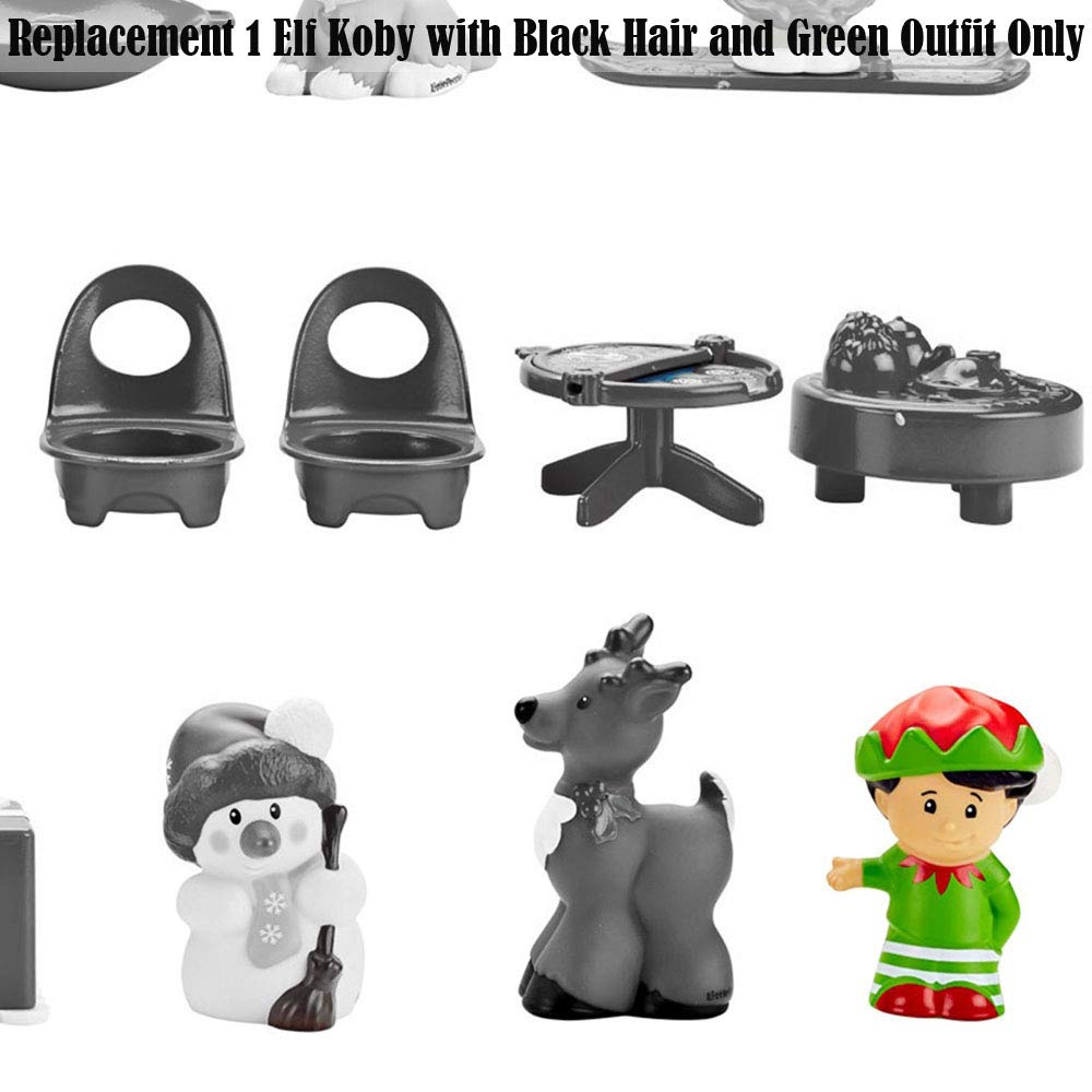 Fisher-Price Little People Advent Calendar Replacement Figure - Elf Koby with Black Hair & Green Outfit (DGF96) | Christmas Toy for Kids, Holiday Decor, Gift for Toddlers