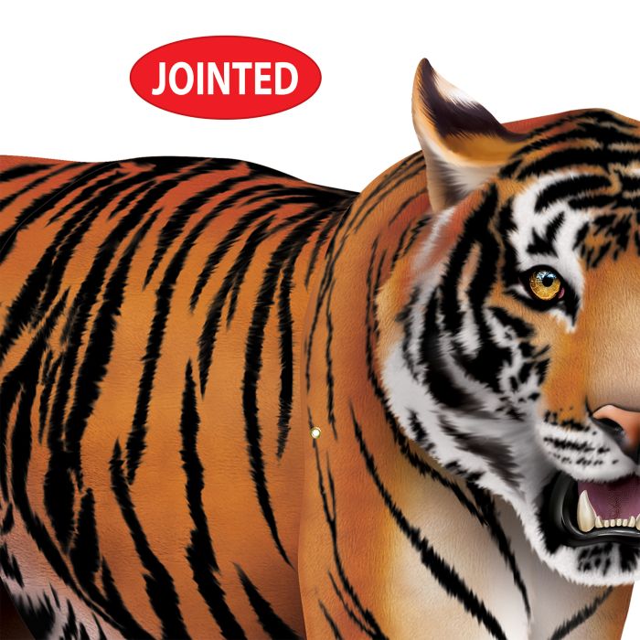 12 Pack Beistle Jointed Tiger Wall Decorations - Realistic 3D Animal Cutouts for Jungle Themed Parties, Classroom Decor, and Kids Room Wall Art