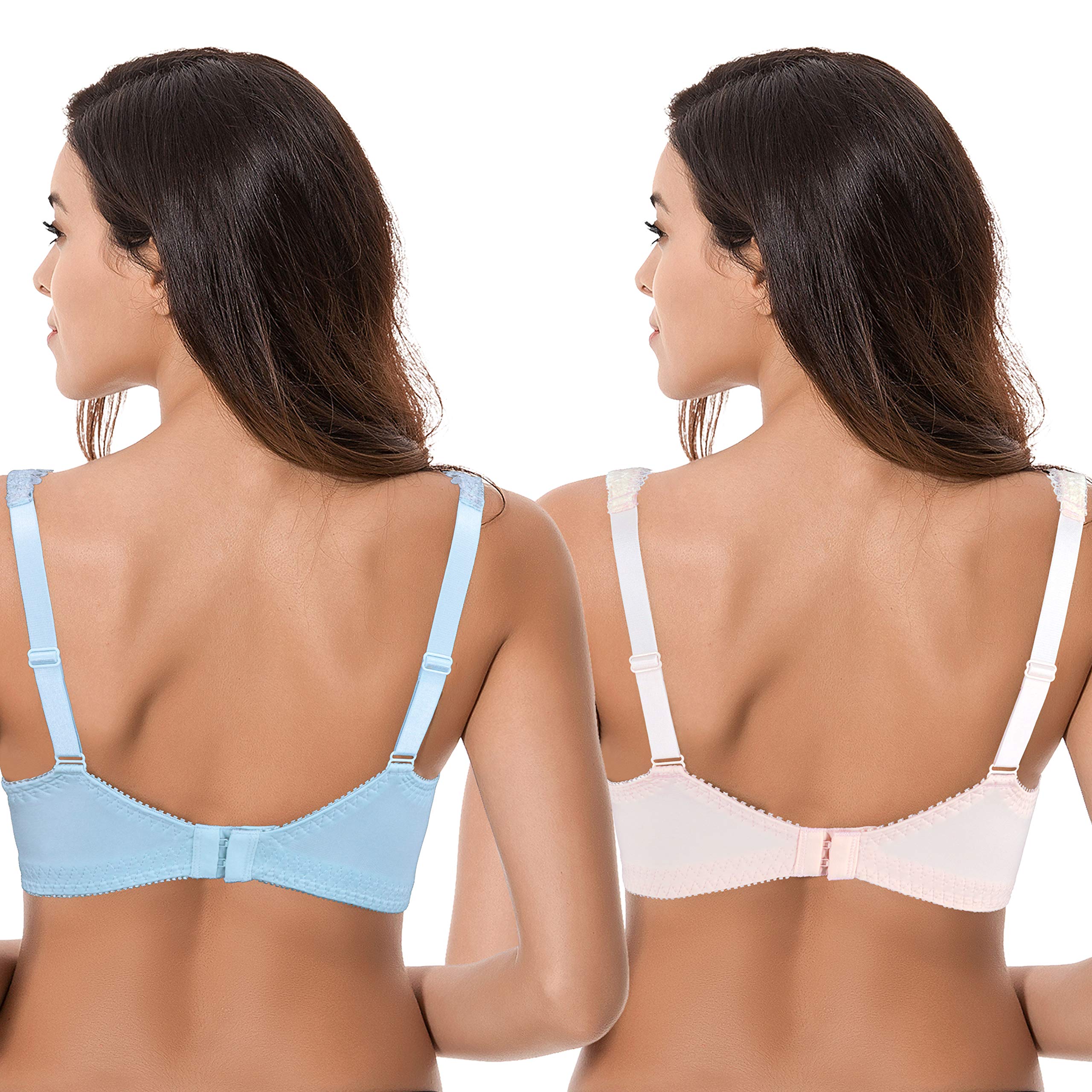 Curve Muse Women's Plus Size Minimizer Unlined Wireless Lace Full Coverage Bras - Comfortable Support for Everyday Wear, Work & Special Occasions
