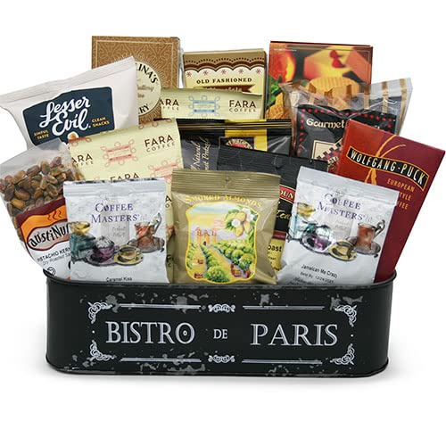 Premium Café Bistro Coffee Gift Basket Set - Gourmet Coffee Sampler with Treats - Perfect for Holidays, Corporate Gifts & Coffee Lovers