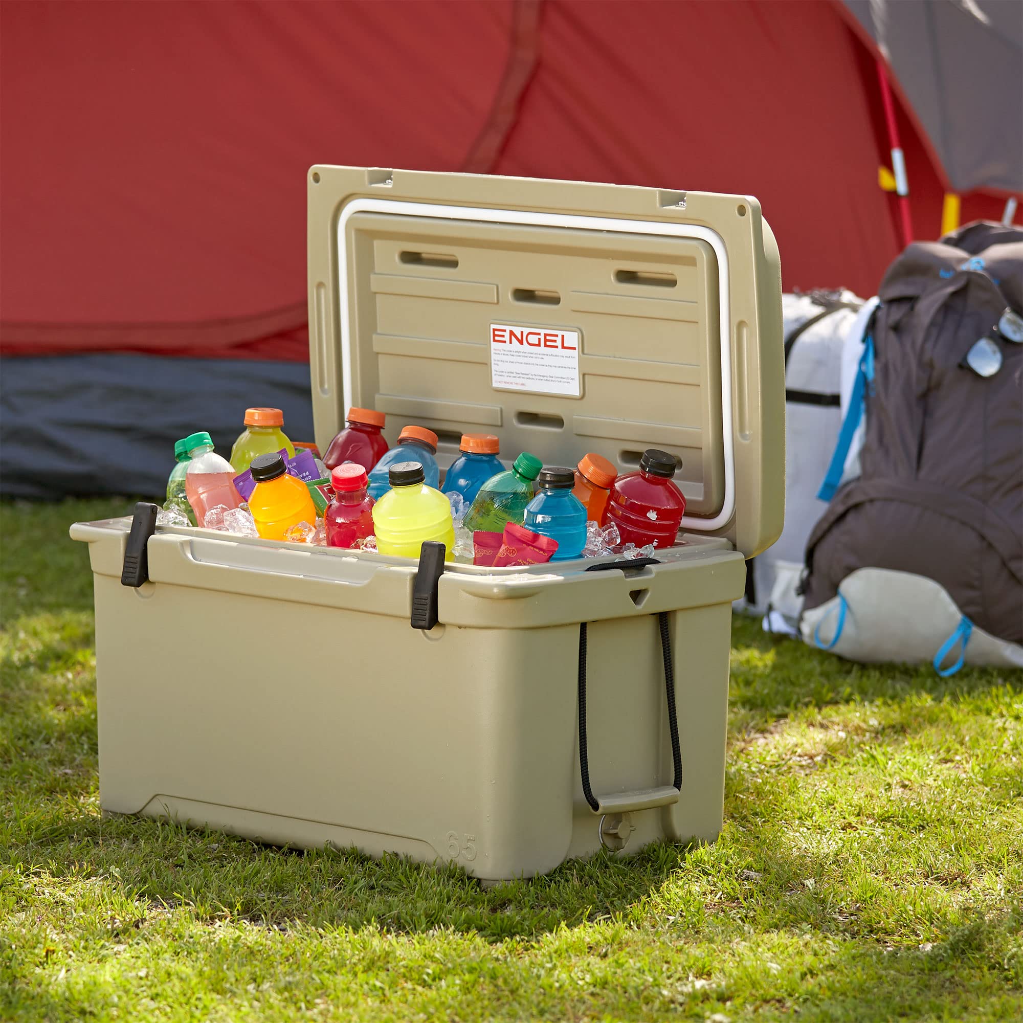 Engel ENG65 58 Quart High-Performance Hard Cooler - Ice Chest for Camping, Fishing, Tailgating & Outdoor Adventures | Durable Cooler Box for Picnics, Beach Trips & Road Trips