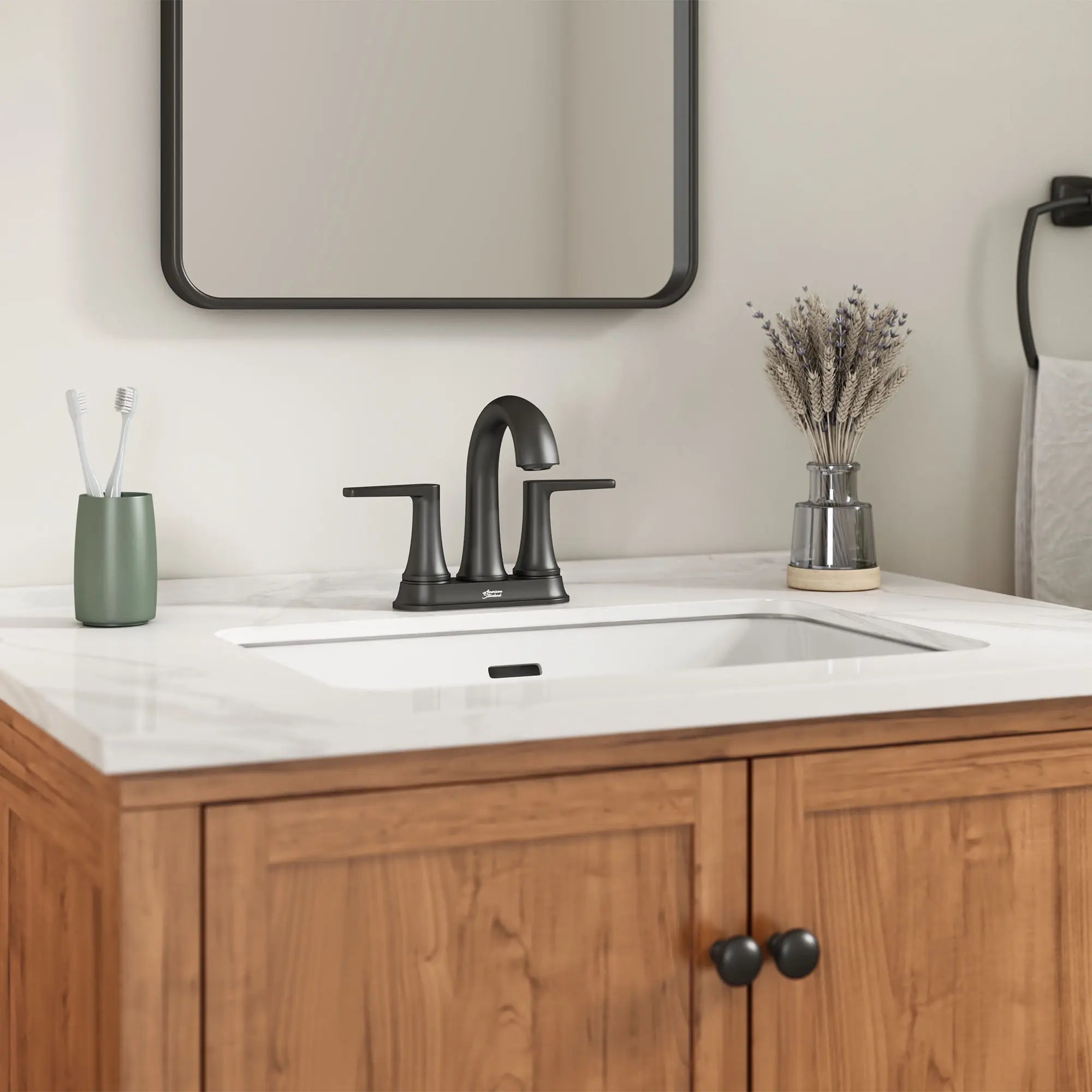 Becklow Two Handle 4 Inch Centerset Bathroom Faucet - Chrome Finish, Water-Saving Design for Sink Vanity - Perfect for Modern Home & Guest Bathroom Renovation