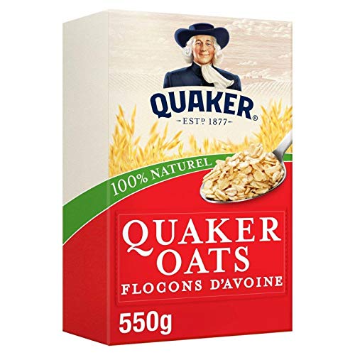 Quaker Oats - 550g Rolled Oats - 4 Pack - Healthy Breakfast Cereal for Smoothies, Baking & Oatmeal - High Fiber Whole Grain Oats