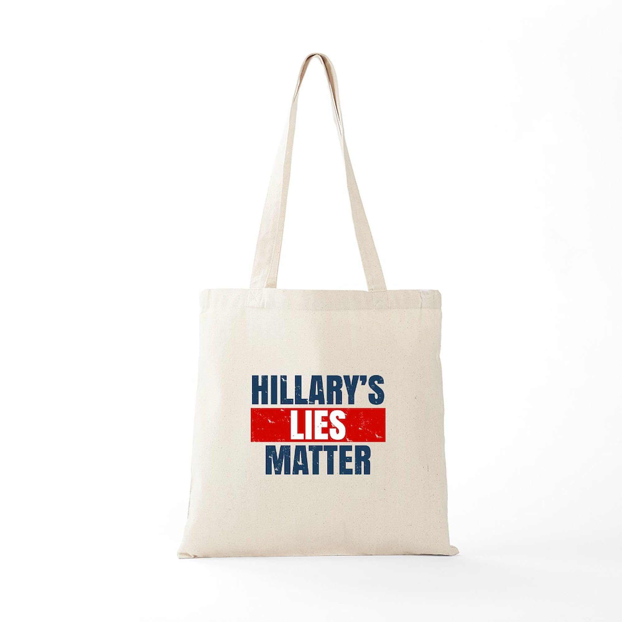 Hillary's Lies Matter Tote Bag - Natural Canvas Reusable Shopping Bag for Groceries, Beach, Work & Protest Rallies
