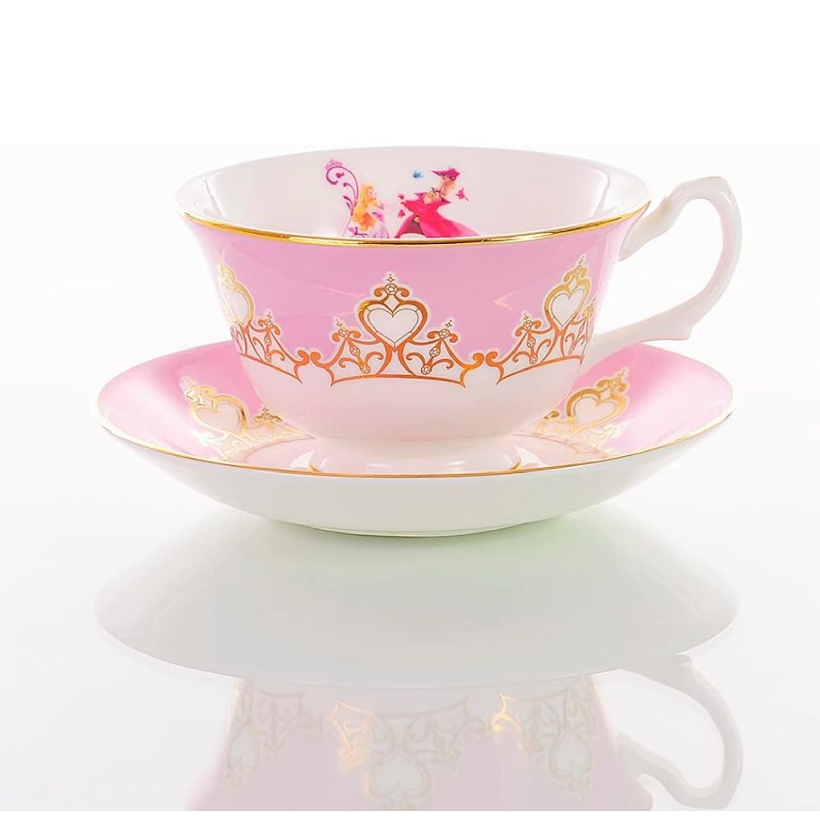 Disney Sleeping Beauty Aurora Bone China Tea Cup and Saucer Set - Elegant English Ladies Tea Party Collection - Perfect for Afternoon Tea, Bridal Showers & Disney Princess Themed Events