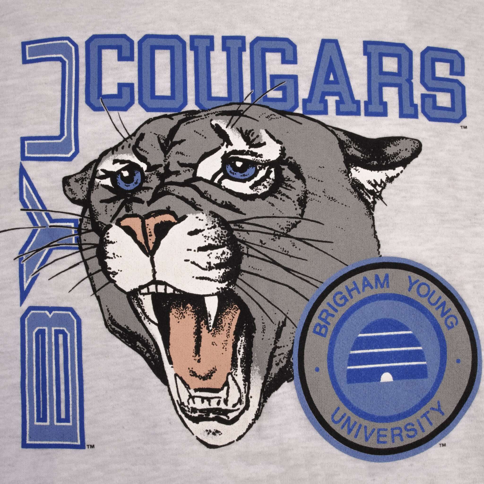 Vintage BYU Brigham Young University Cougars 1990s Sweatshirt XL - Made in USA Deadstock - Perfect for College Fans & Retro Fashion Enthusiasts