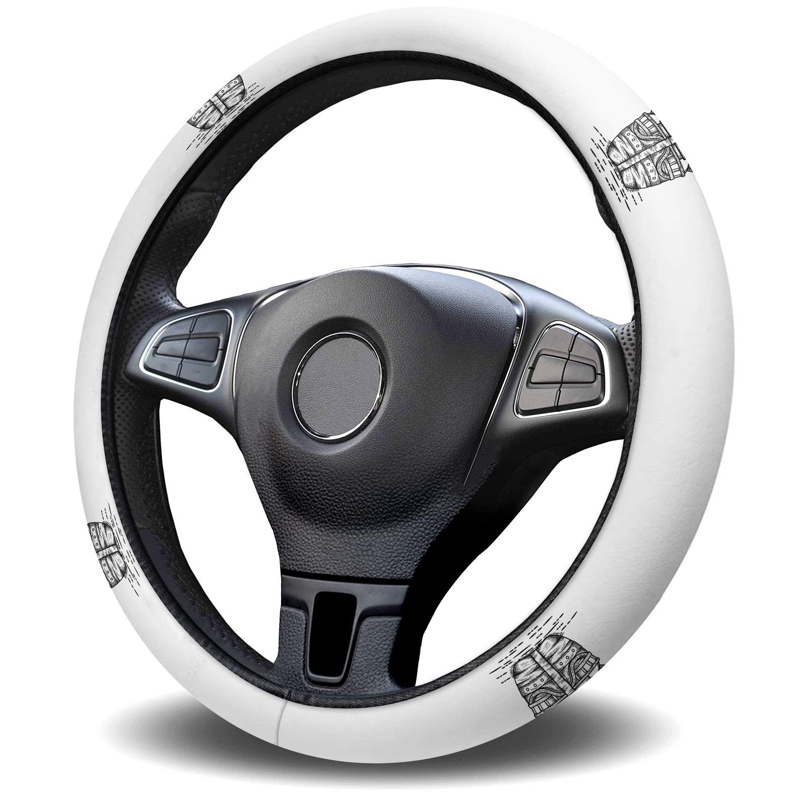 YOUNGKIDS Pirate Ship Skull Steering Wheel Cover - Universal 15 Inch Quick Release Car Accessory for Women & Men - Perfect for Trucks, Cars & Themed Vehicles (Halloween, Pirate Parties, Gothic Style)