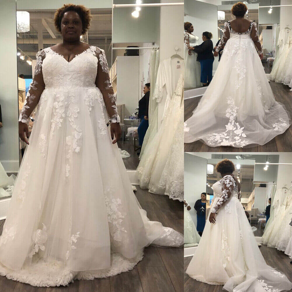 Affordable Plus Size Long Sleeve Lace Beach Wedding Dresses for Women - Elegant Bridal Gowns for Destination Weddings, Beach Ceremonies & Photoshoots