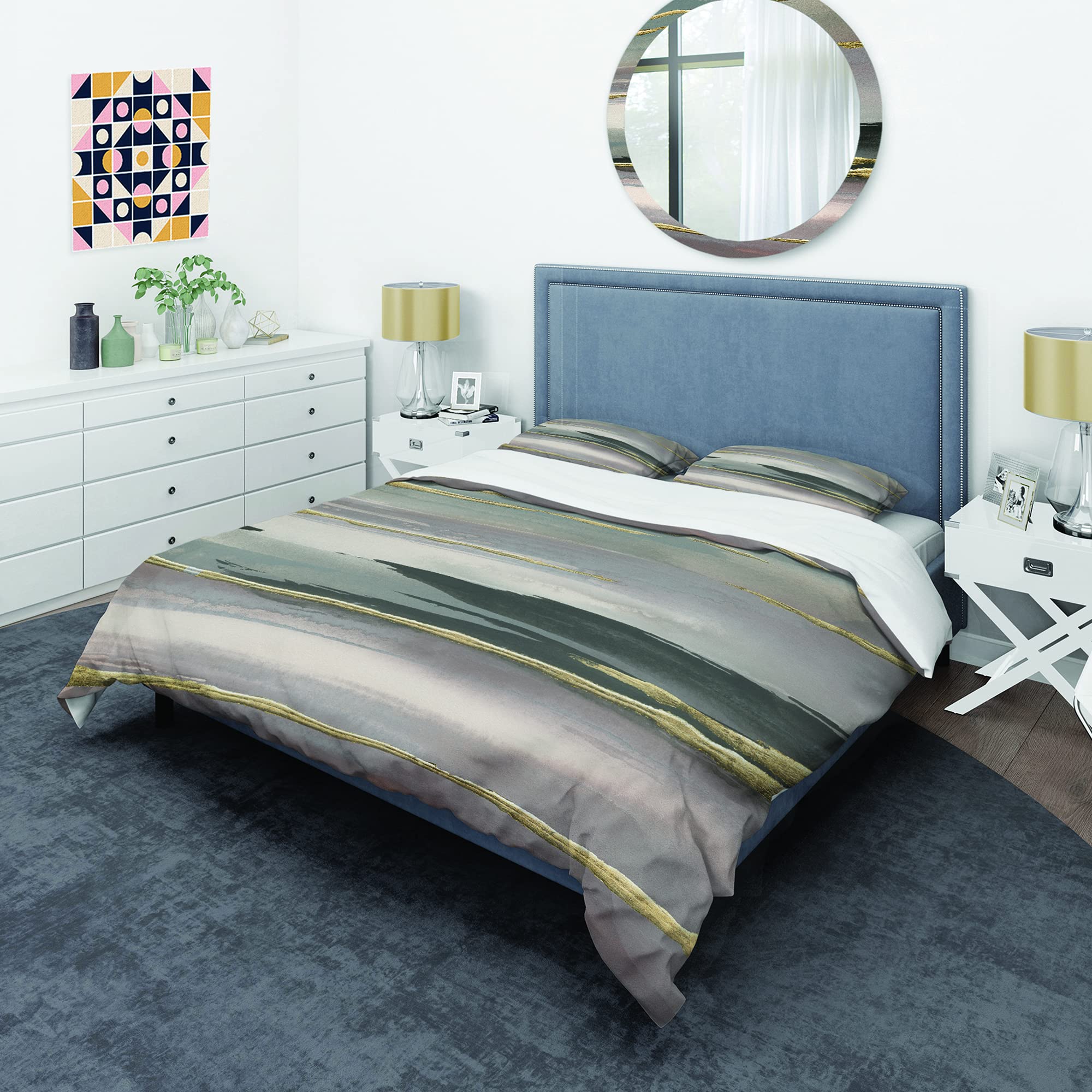DesignQ Glamorous Morning Fog II Modern & Contemporary Purple Duvet Cover Set - Twin Size 3-Piece Abstract Bedding Set | All Season Soft & Breathable Comforter Cover for Bedroom, Guest Room & Dorm Decor