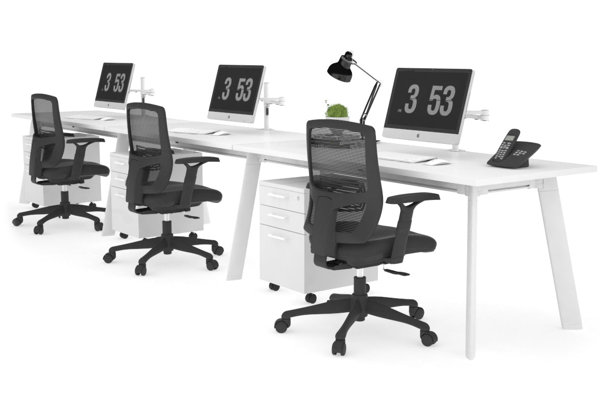 3-Person Office Workstation with Switch - 1200L x 700W Dimensions - Perfect for Collaborative Workspaces & Team Projects