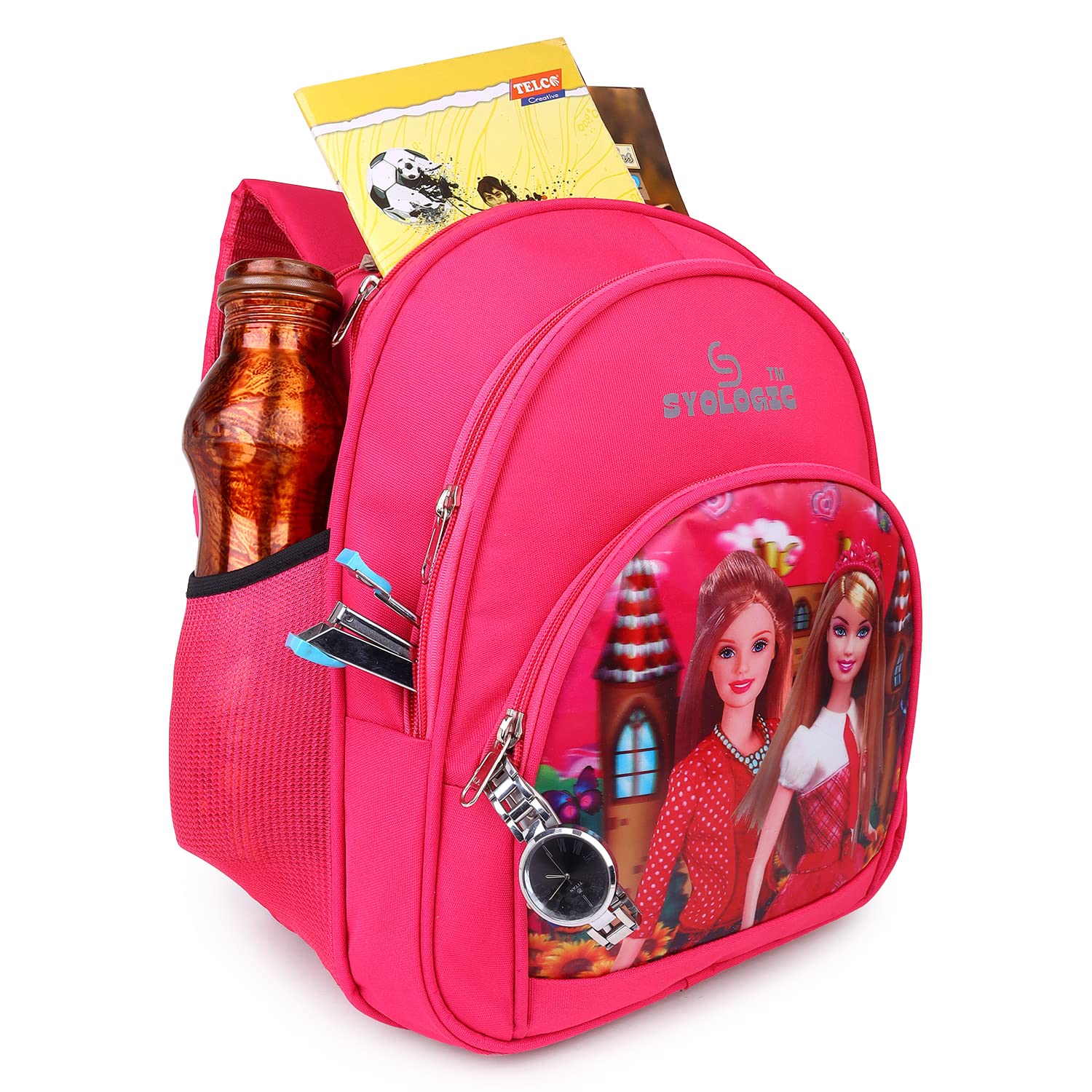 SYOLOGIC 25L Printed Kids School Backpack - Lightweight & Durable Pink Bookbag for Boys & Girls - Perfect for Elementary, Middle School & Travel