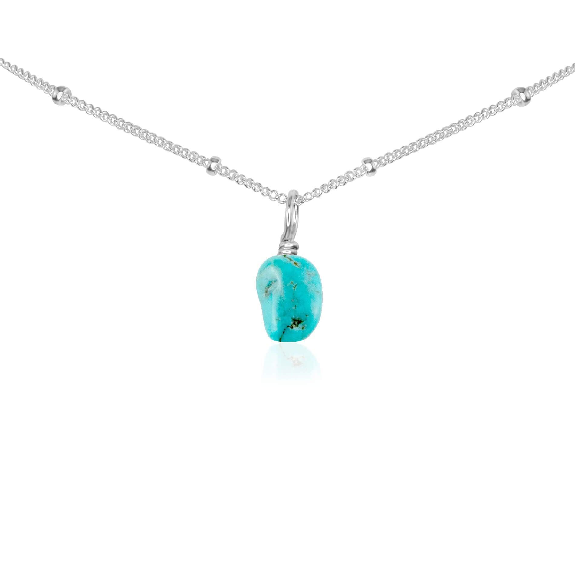 Natural Tiny Rough Turquoise Gemstone Pendant Choker Necklace - Handmade Boho Jewelry for Women, Perfect for Festivals & Everyday Wear
