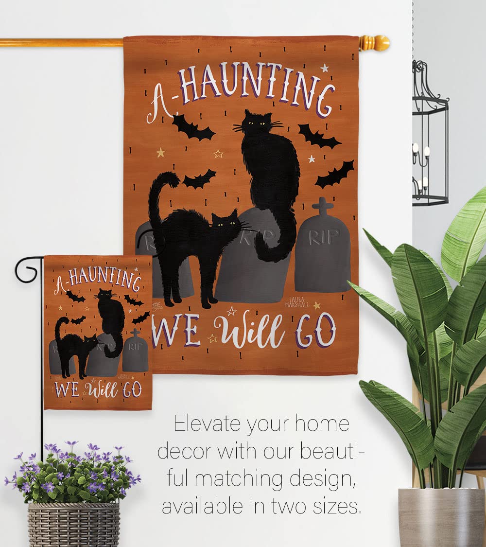 Haunting We Go Halloween House Flag 28x40