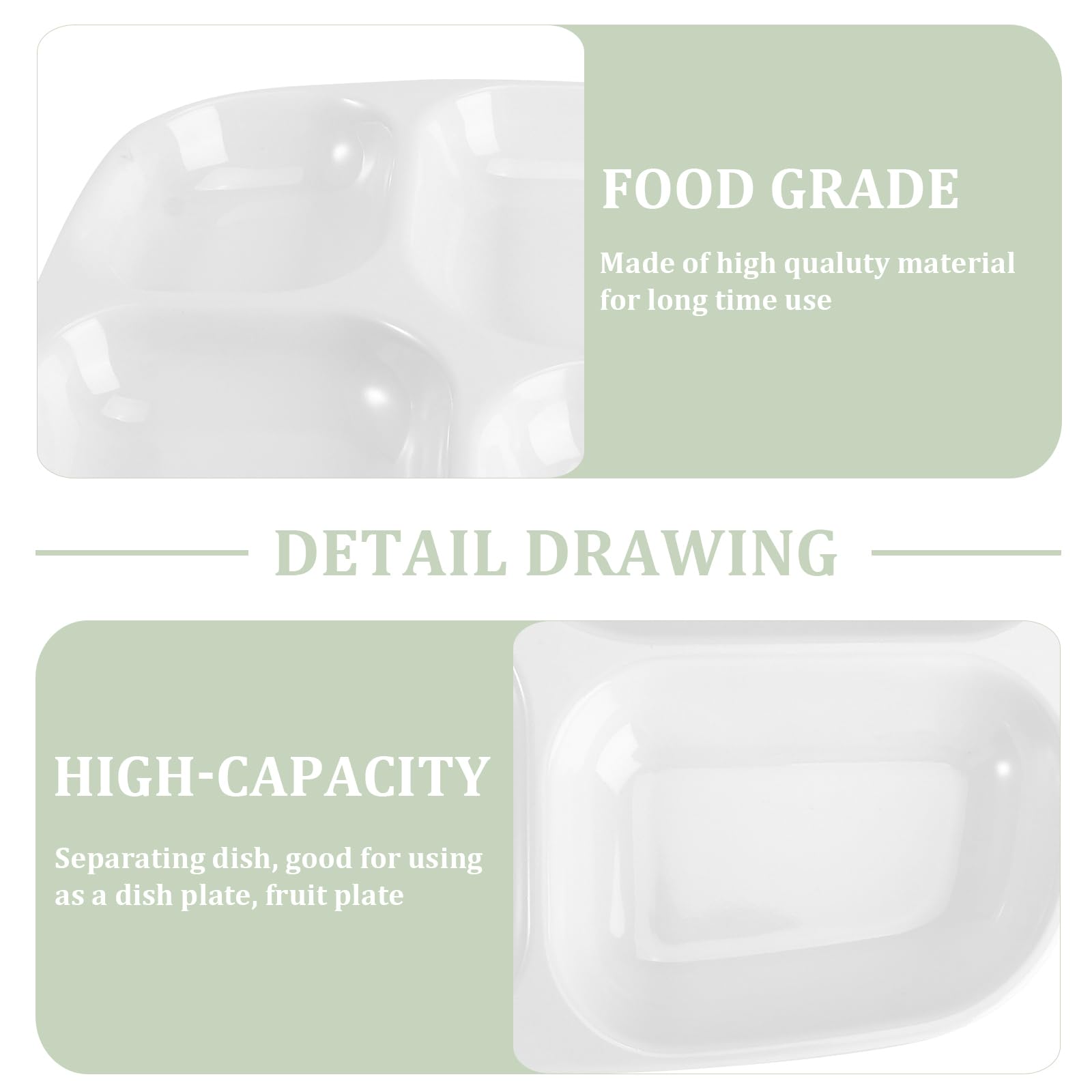 4-Piece Japanese Ceramic Divided Dinner Plates Set - Eco-Friendly Wheat Straw Kids Divided Tray & Bowl - Square Baby & Toddler Feeding Dishes for Home, School, and Picnic Use