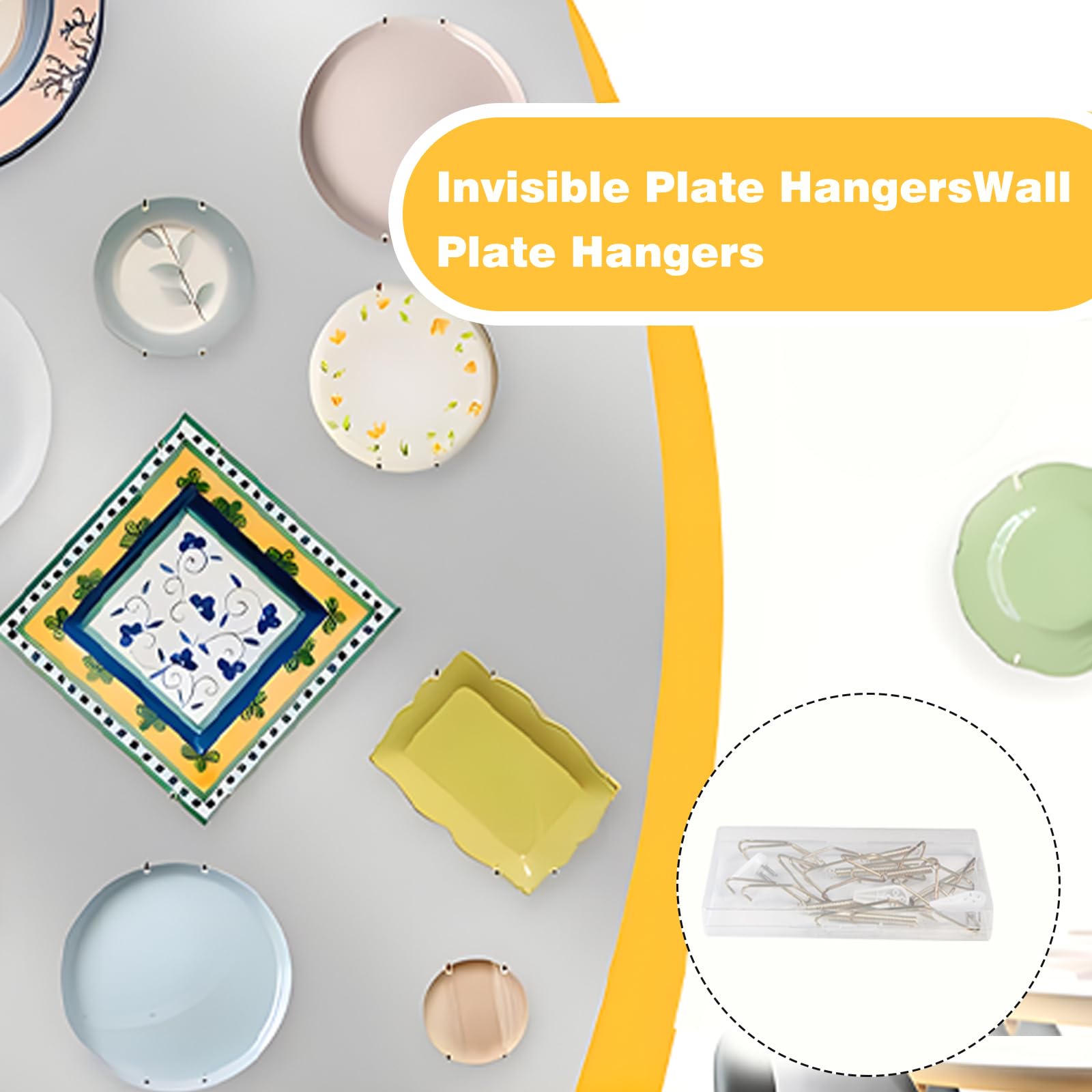 W-Shaped Invisible Plate Hangers for Walls - 3 Pack (4