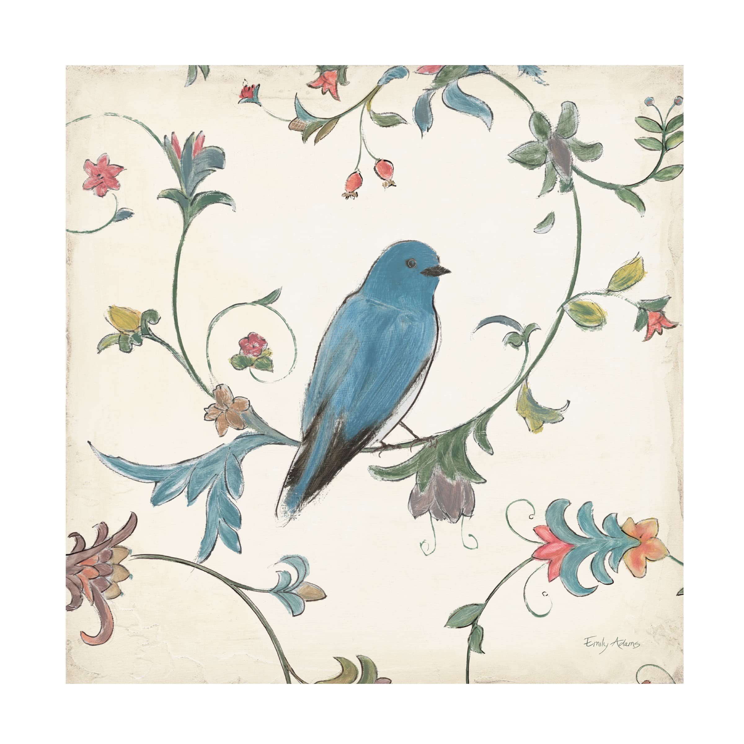 Trademark Fine Art 'Birds Gem I' Canvas Wall Art by Emily Adams - Beautiful Home Decor for Living Room, Bedroom & Office