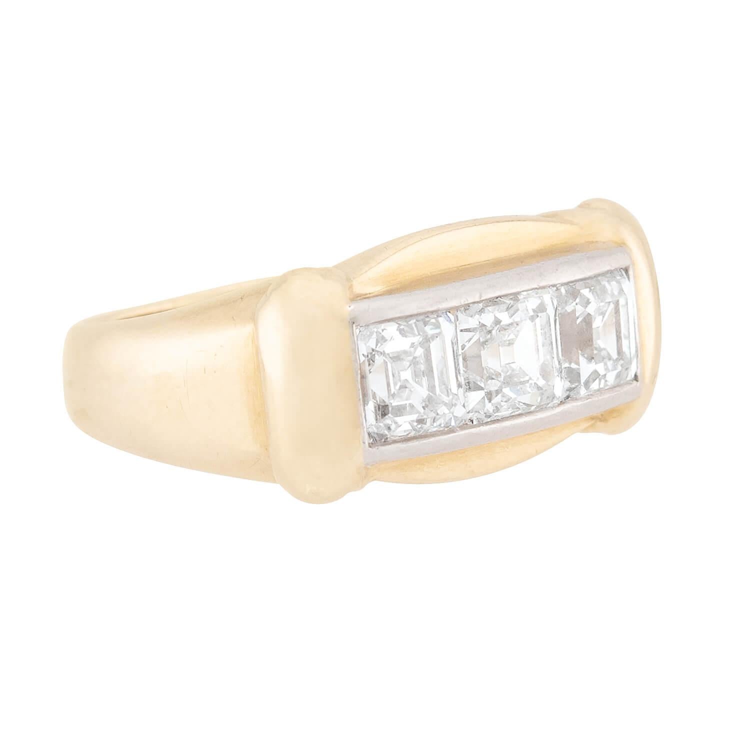 Vintage 14k Gold & Palladium Diamond Three Stone Engagement Ring - Perfect for Anniversaries, Proposals & Special Occasions