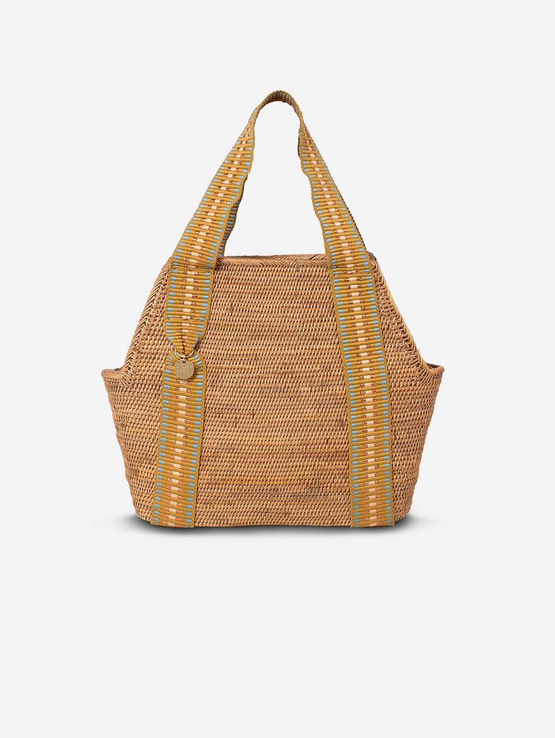 Poso Handwoven Vegan Small Shopper Bag - Eco-Friendly Cotton Tote with Copper Stripe Design | Perfect for Grocery Shopping, Beach Trips & Daily Use