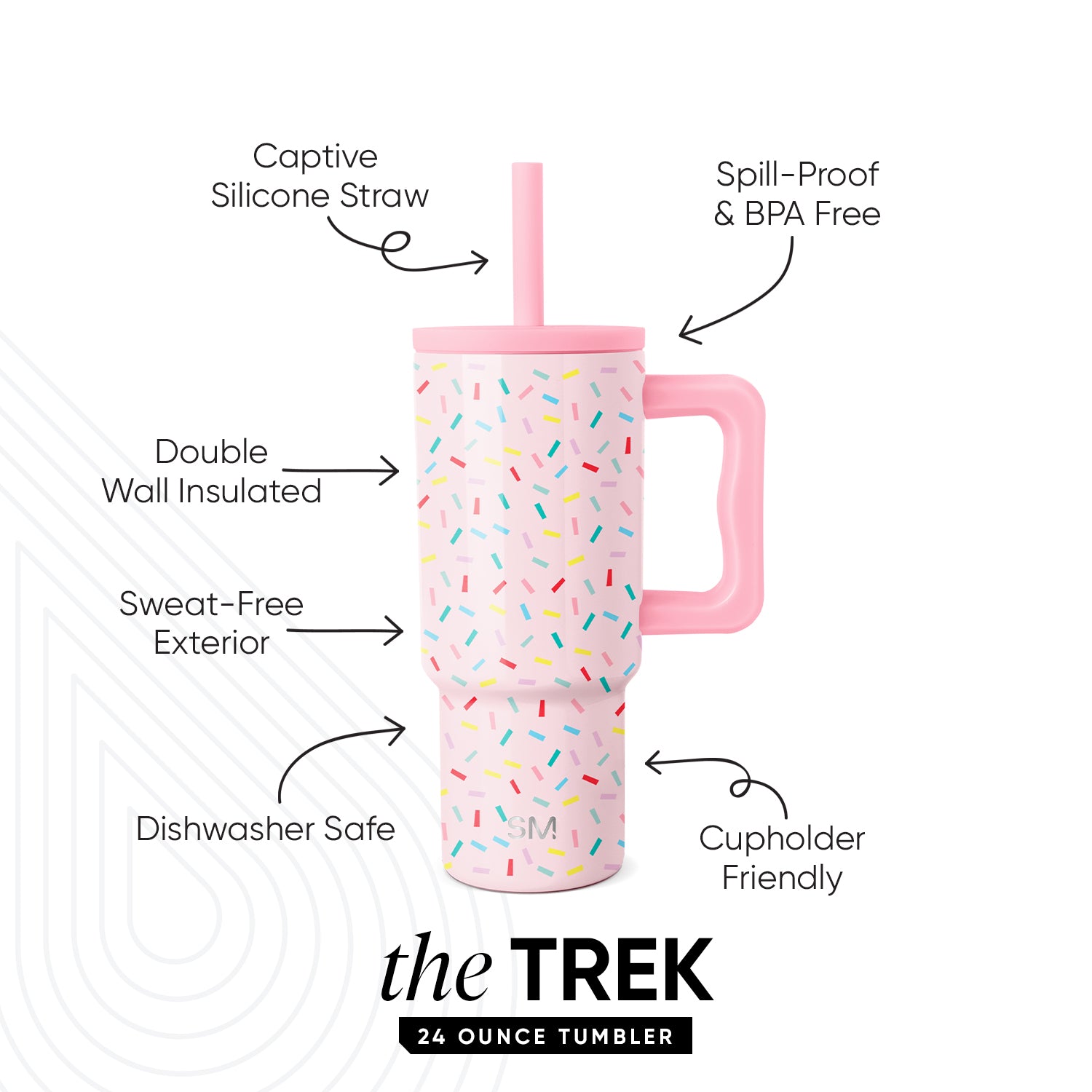 Trek Kids Tumbler with Silicone Straw Lid - BPA Free Insulated Stainless Steel Water Bottle for School, Travel & Outdoor Activities