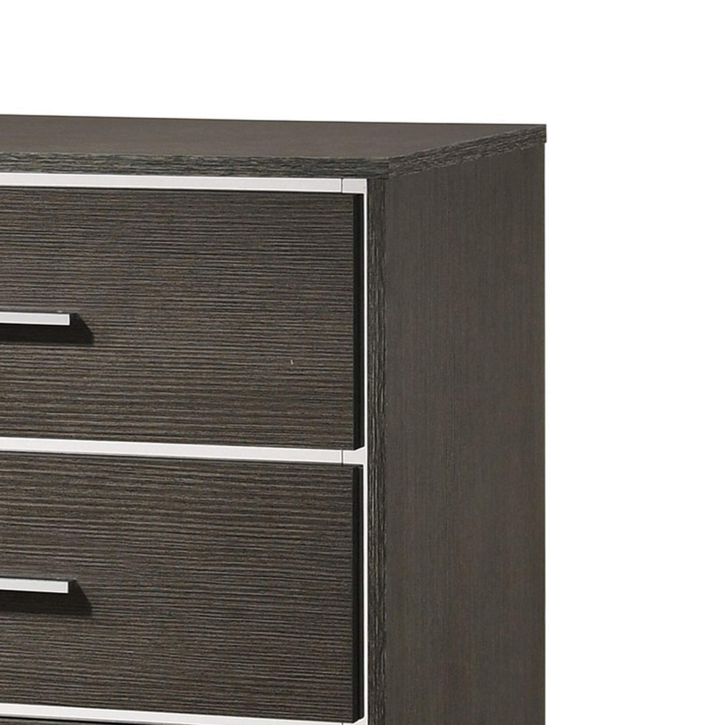 Benjara 8-Drawer Wooden Dresser with Mirror Trim Accents - Gray Finish, Modern Bedroom Storage Furniture for Clothes, Jewelry & Accessories | Perfect for Master Bedroom, Guest Room or Dorm Organization