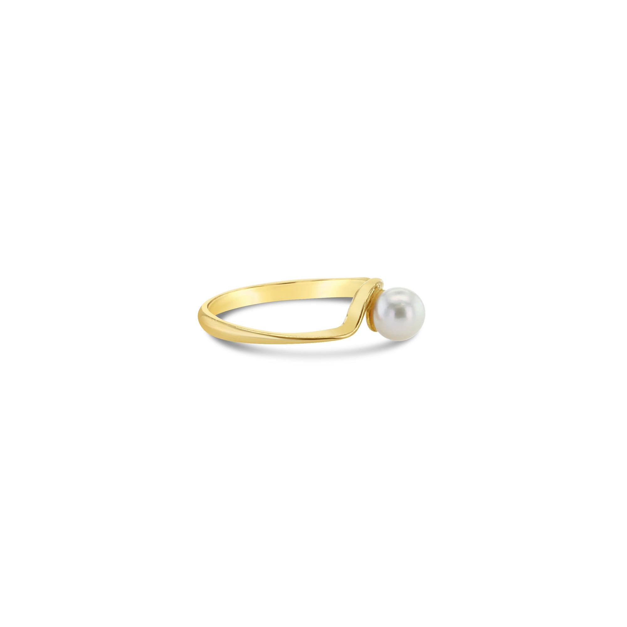 5MM Solitaire Pearl Ring in 14k Yellow Gold - Elegant & Timeless Jewelry for Weddings, Anniversaries & Special Occasions