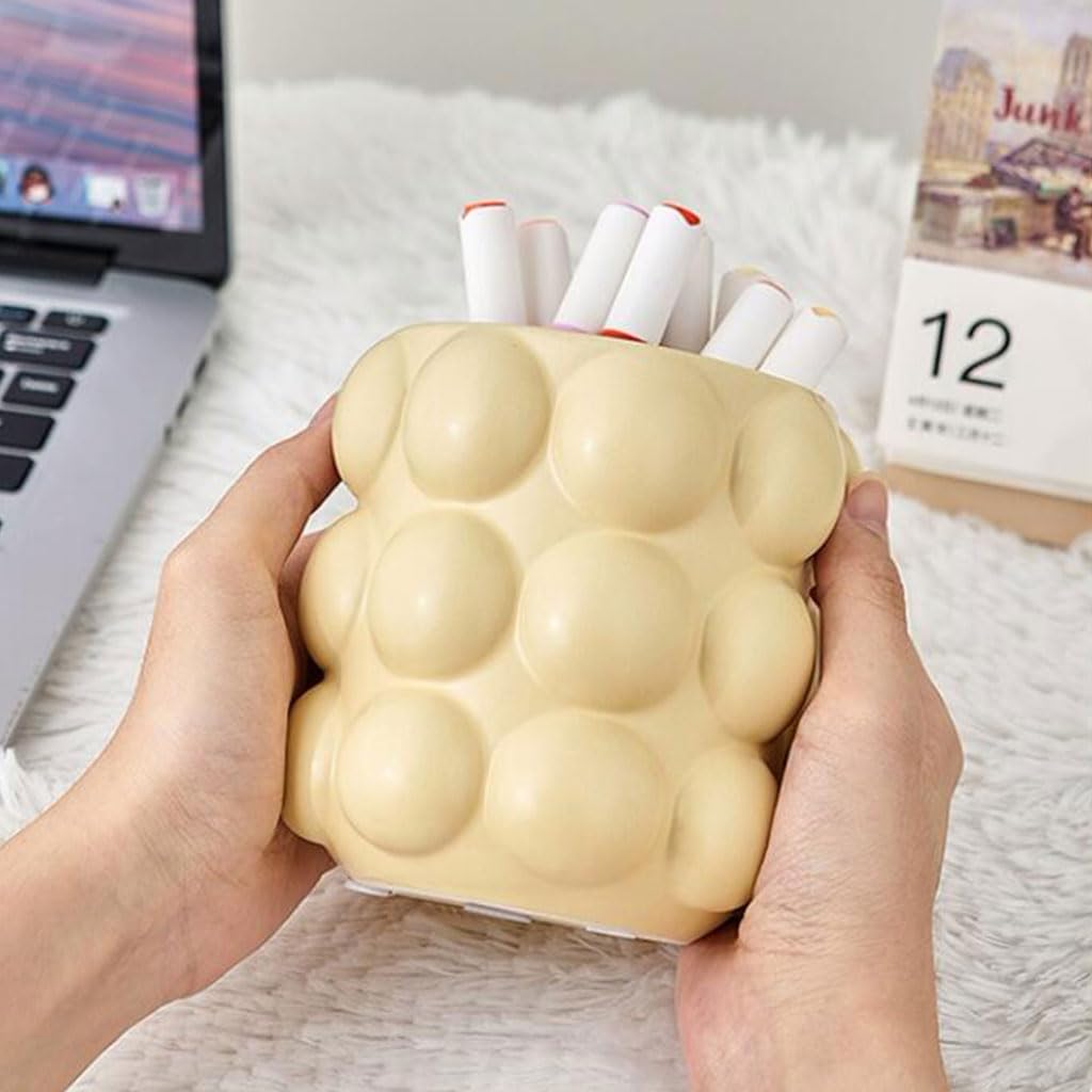 Stylish Ceramic Pen Holder & Makeup Brush Organizer - Multifunctional Desktop Storage Box for Office, School & Home Decor | Perfect for Desk Organization, Makeup Brush Storage & Stationery Display