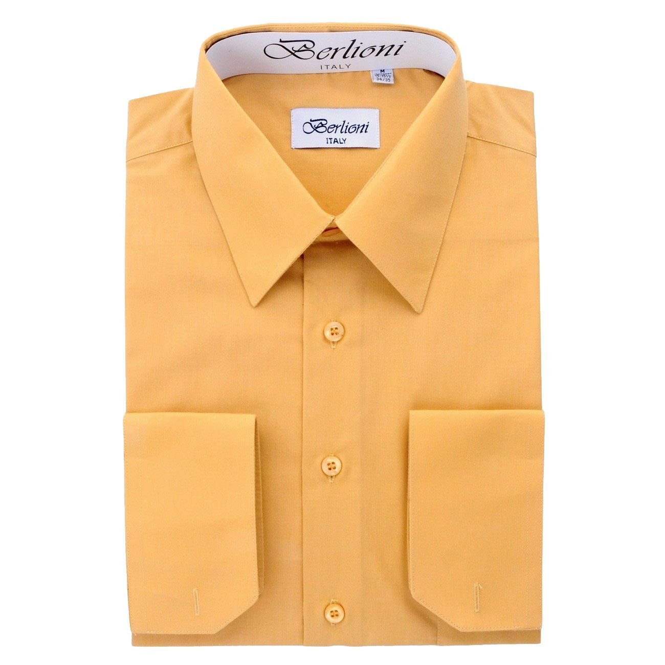 Berlioni Men's Mustard Solid Dress Shirt | Premium Cotton Formal Business Shirt | Perfect for Office, Interviews & Special Occasions