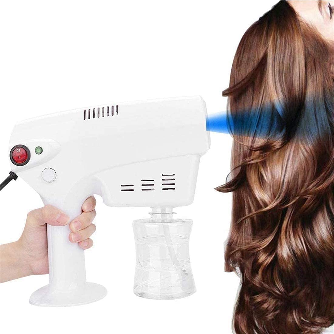EMENG Professional Handheld Nano Steam Sprayer Gun - Multifunctional Hair Steamer & Fogger Machine for Salon & Home Use (Blue/White) | Perfect for Hair Styling, Scalp Treatment & Disinfection