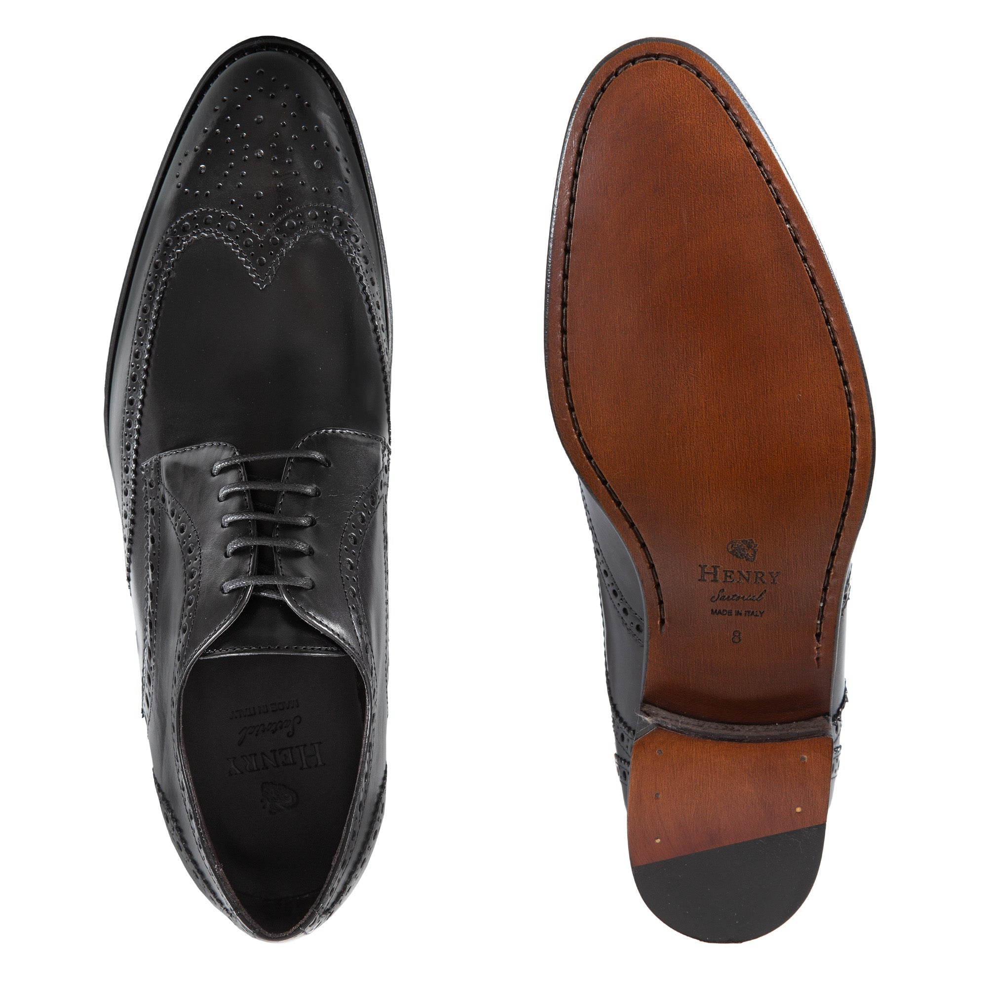 HENRY SARTORIAL Men's Classic Black Brogue Derby Dress Shoes - Formal & Business Oxfords for Office, Wedding & Special Occasions