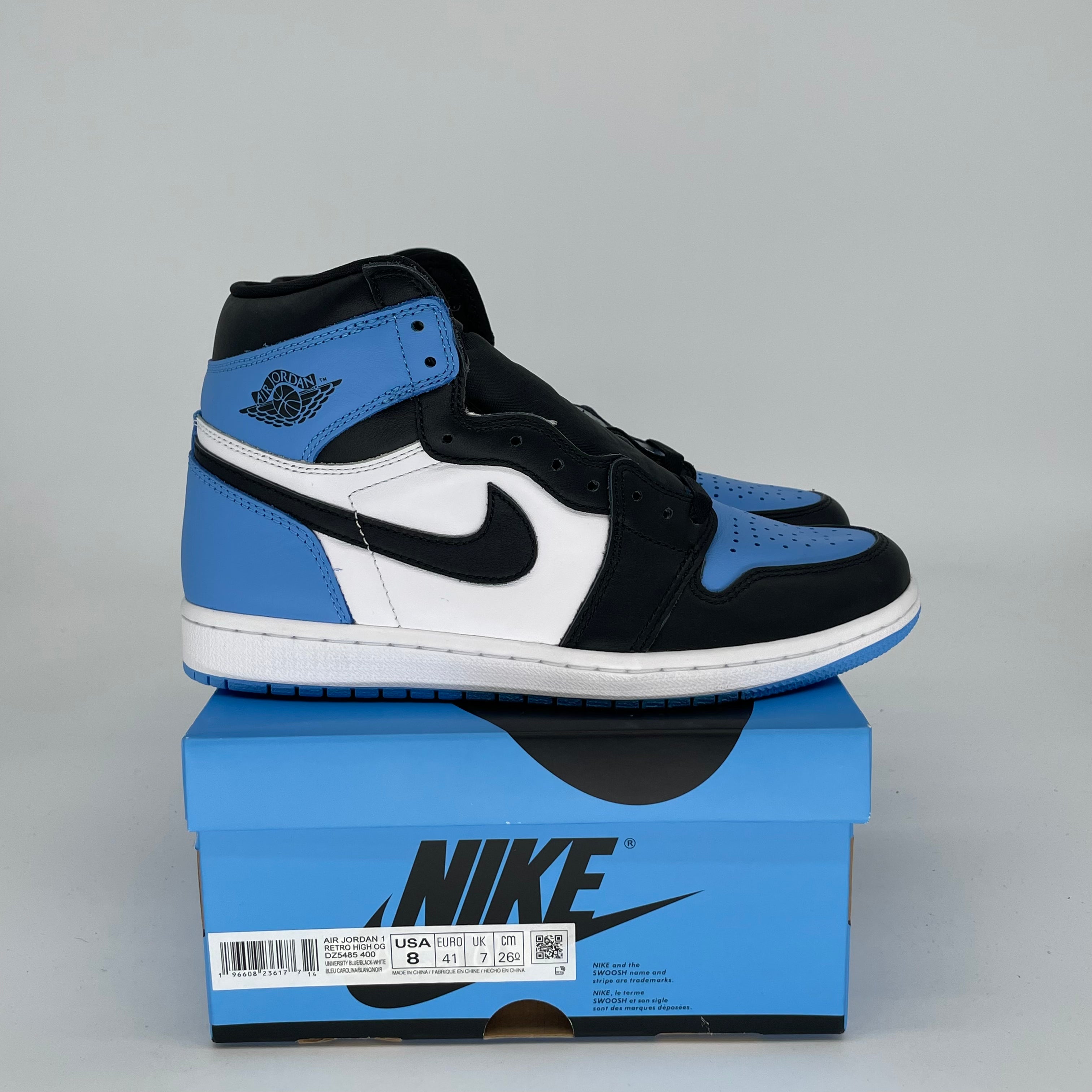 Authentic Air Jordan 1 UNC Toe Sneakers - Men's Size 8 / Women's Size 9.5 (DZ5485-400) - Retro Basketball Shoes for Streetwear & Casual Outfits