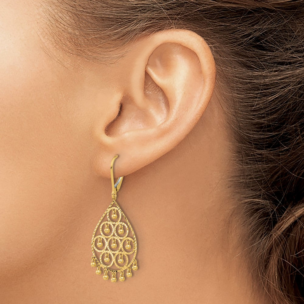 Gold Polished Diamond Cut Chandelier Dangle Earrings TF2329 - Elegant Evening Wear & Special Occasion Jewelry for Women